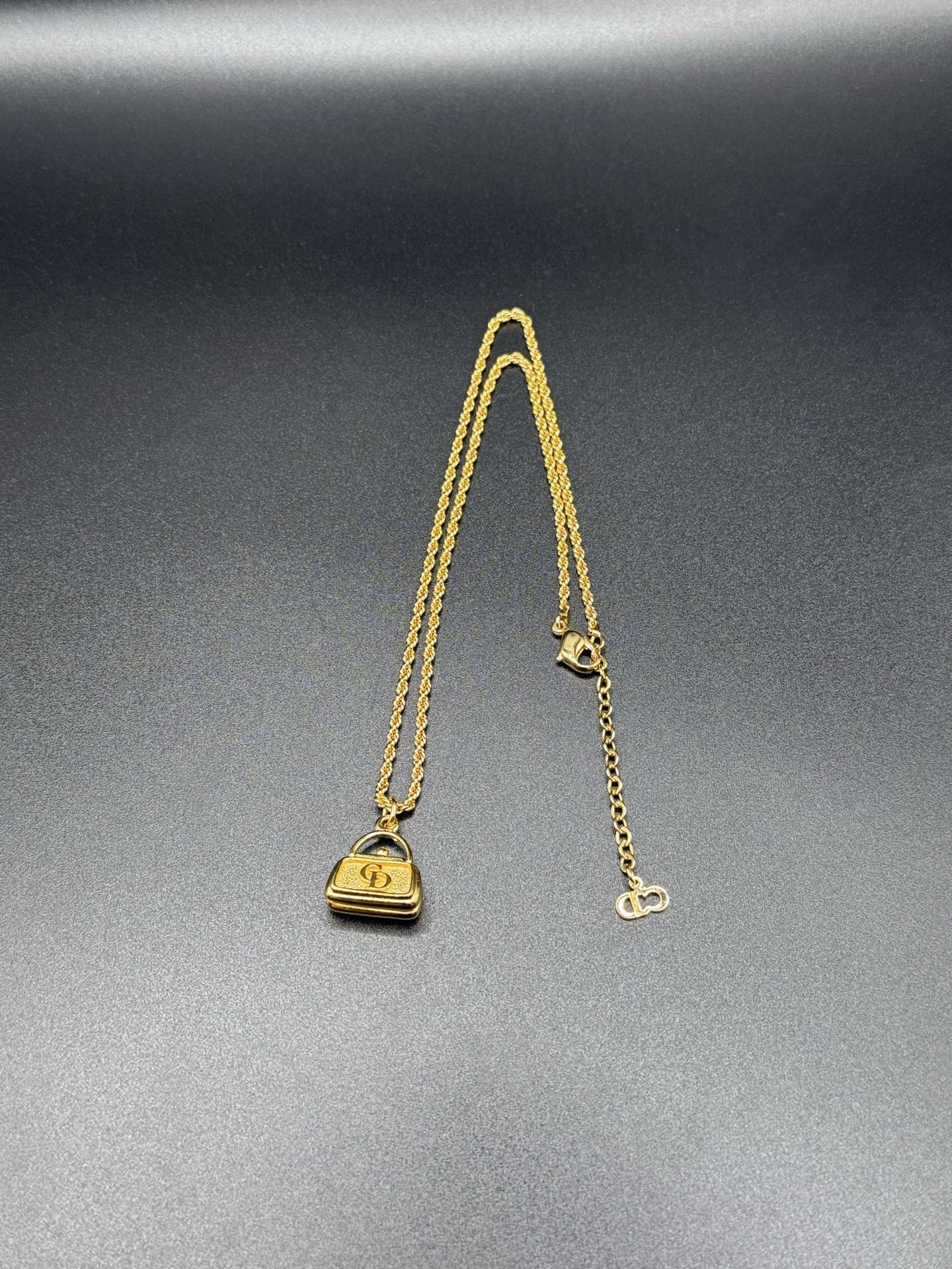 DIOR Vintage Necklace Handbag Shape Logo