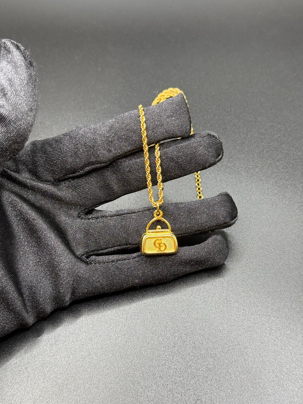 DIOR Vintage Necklace Handbag Shape Logo