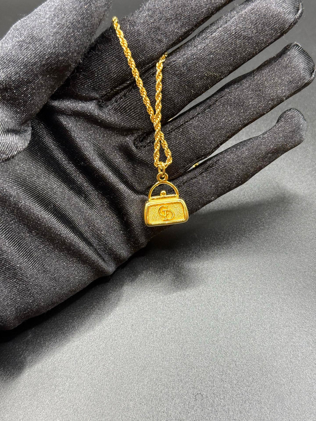 DIOR Vintage Necklace Handbag Shape Logo