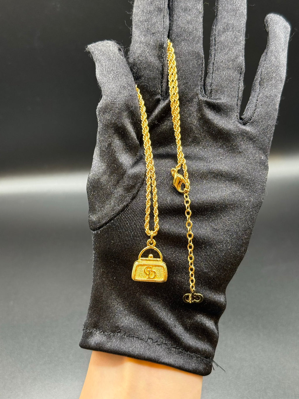 DIOR Vintage Necklace Handbag Shape Logo