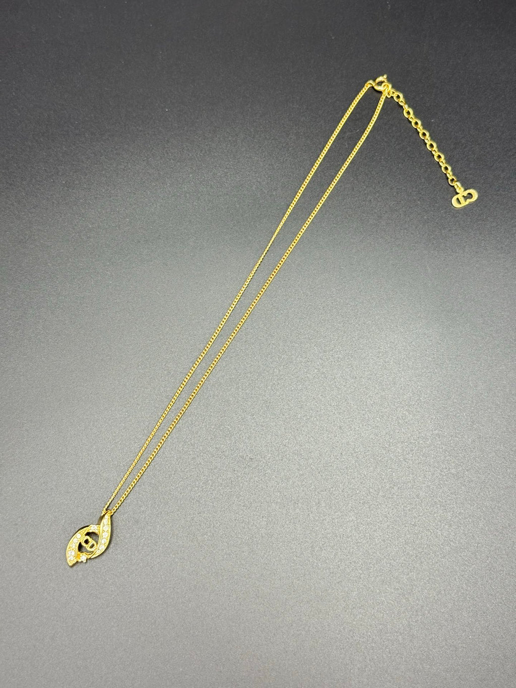 DIOR Vintage Rhinestone Logo Necklace