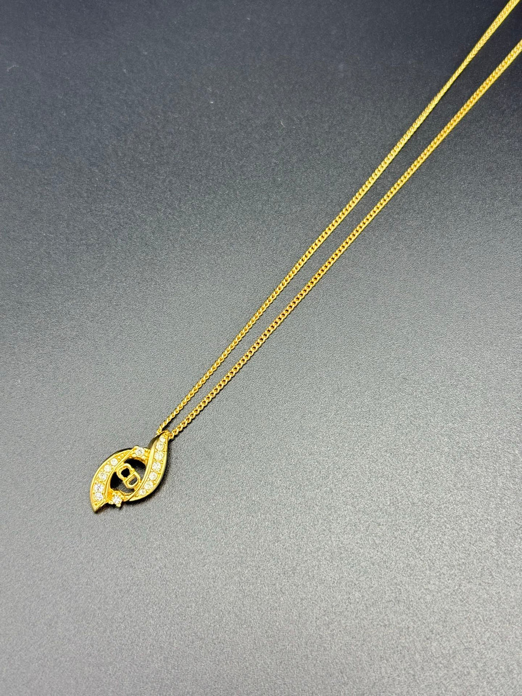DIOR Vintage Rhinestone Logo Necklace