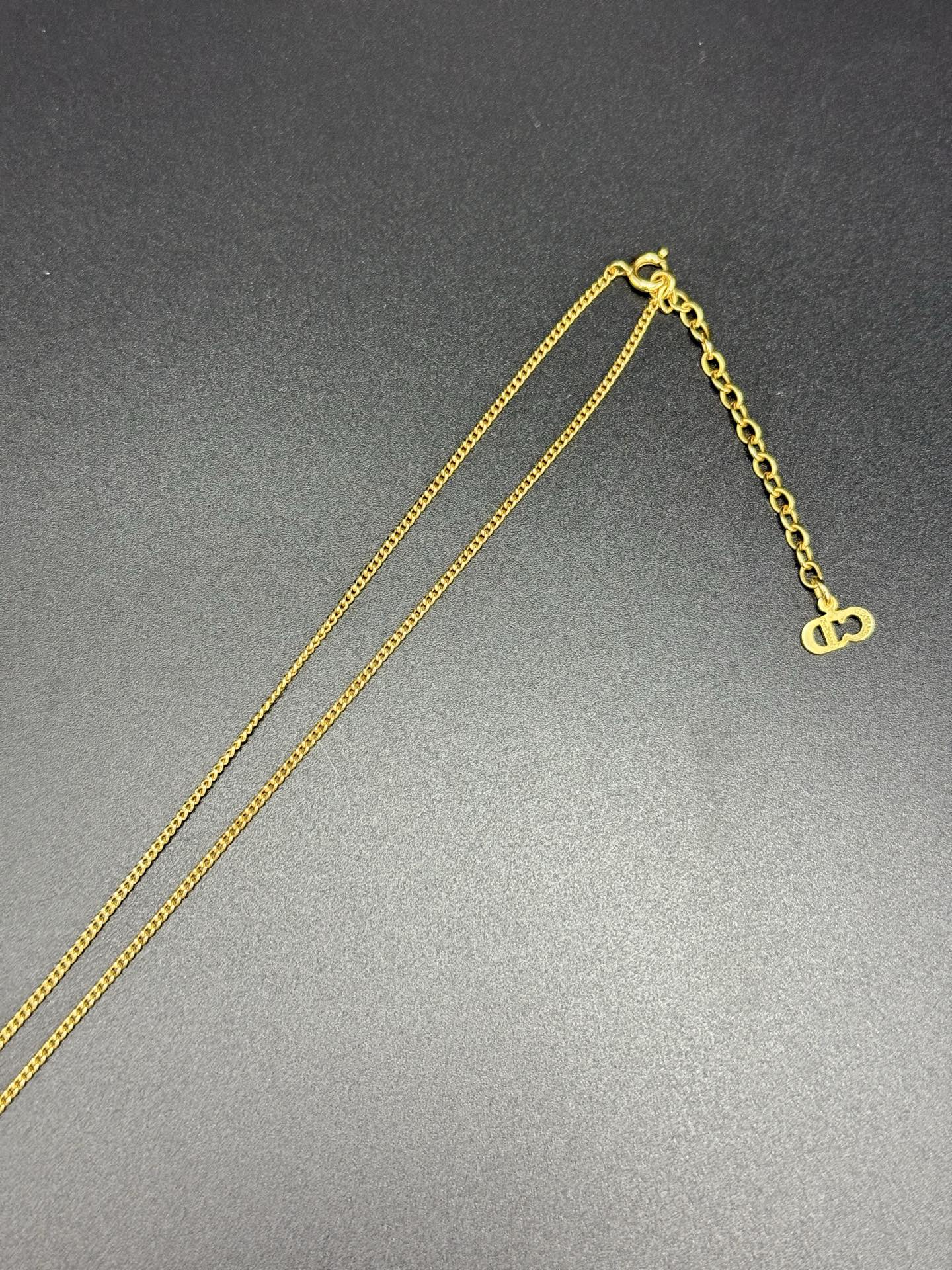DIOR Vintage Rhinestone Logo Necklace