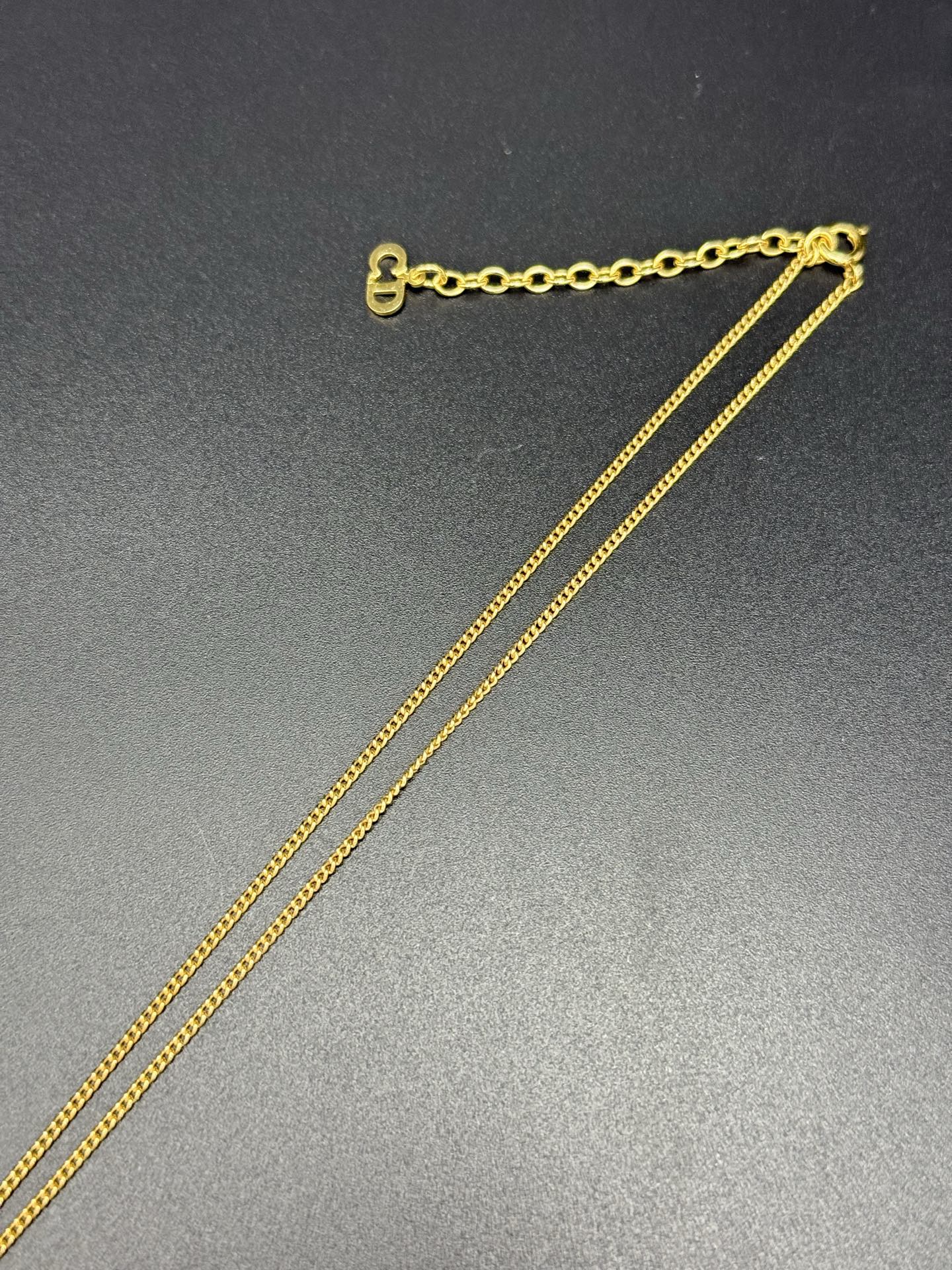 DIOR Vintage Rhinestone Logo Necklace