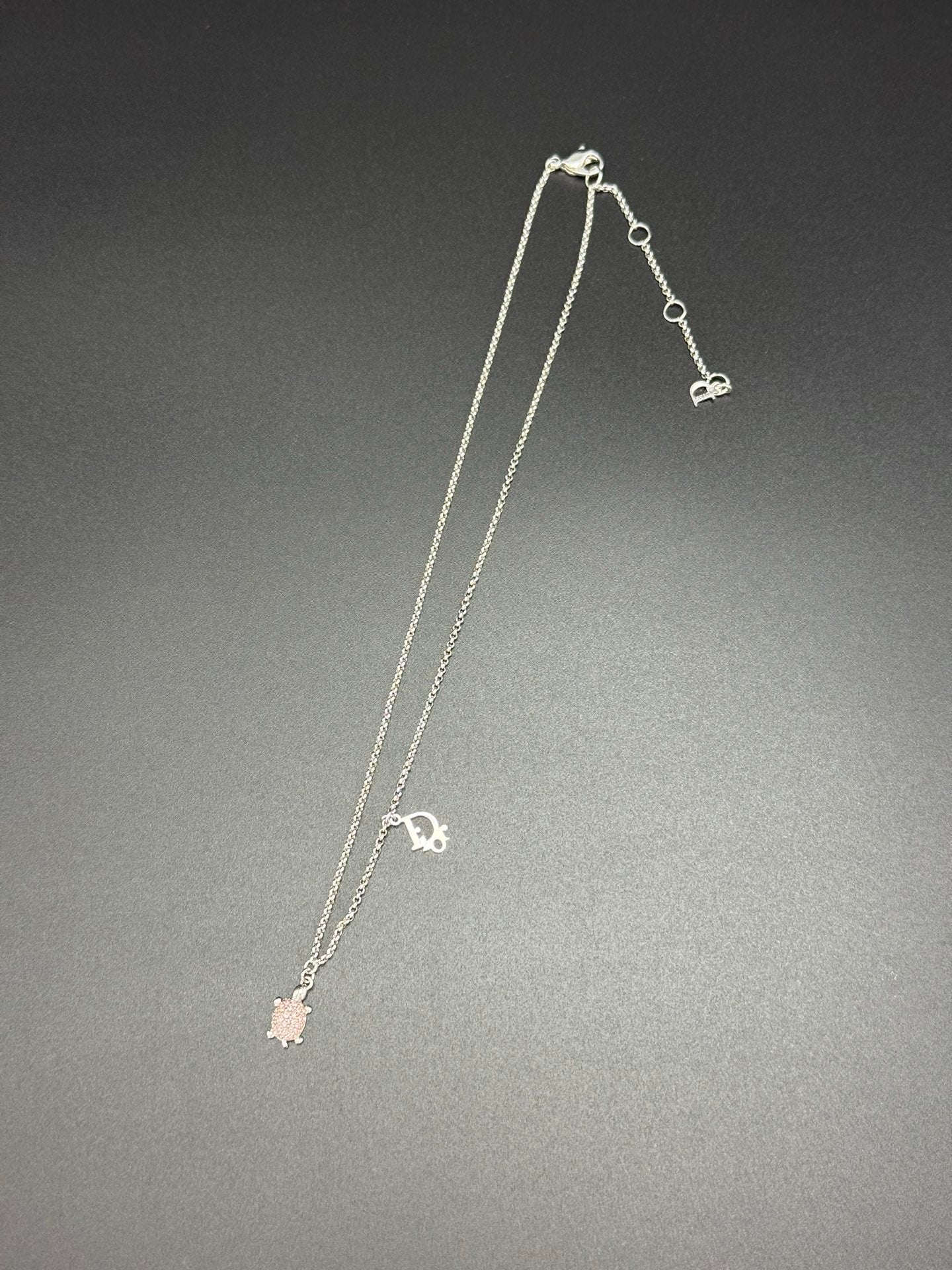 DIOR Vintage Rhinestone Necklace Turtle Logo