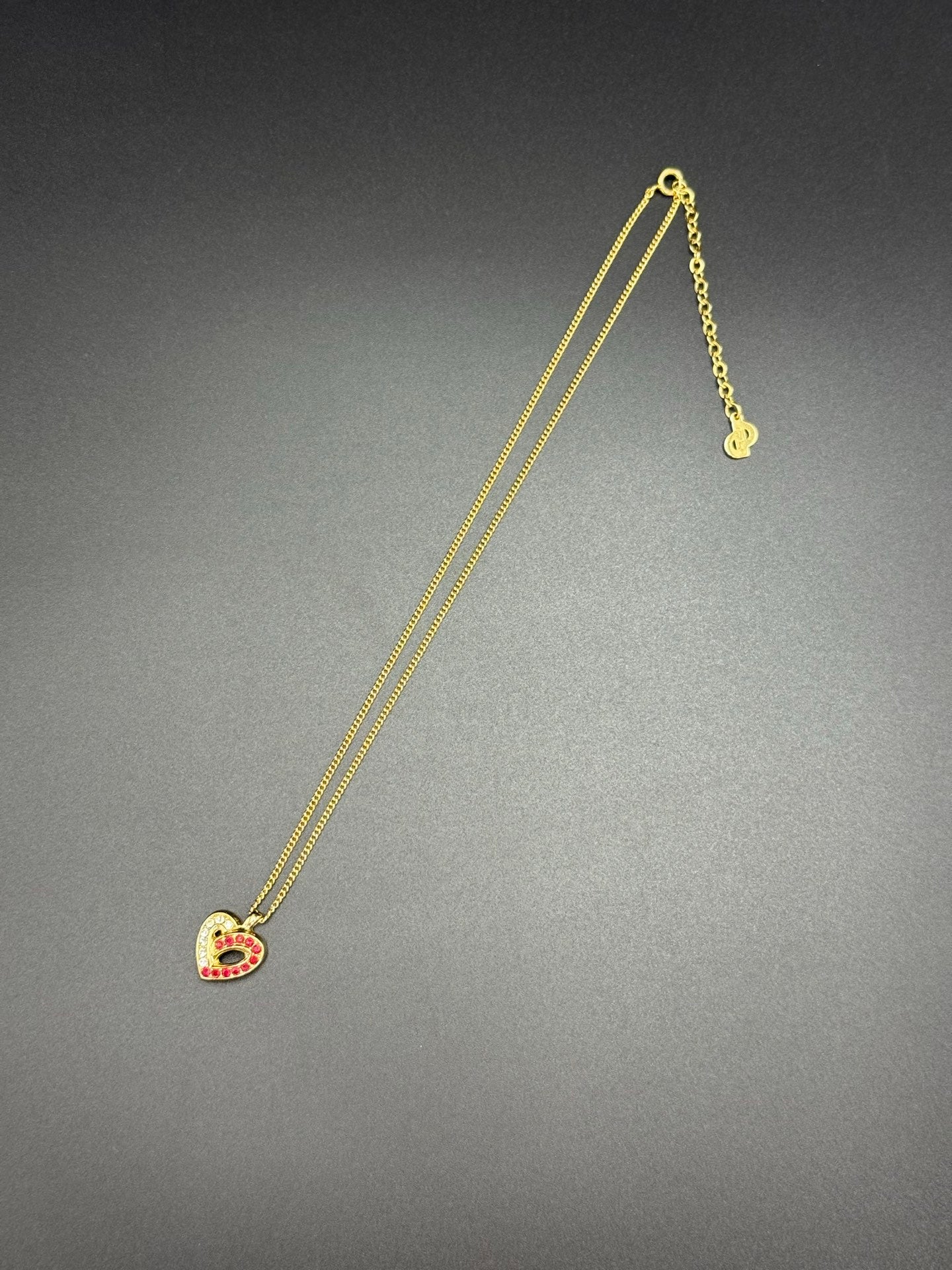 DIOR Vintage Rhinestone Heart Shape Necklace