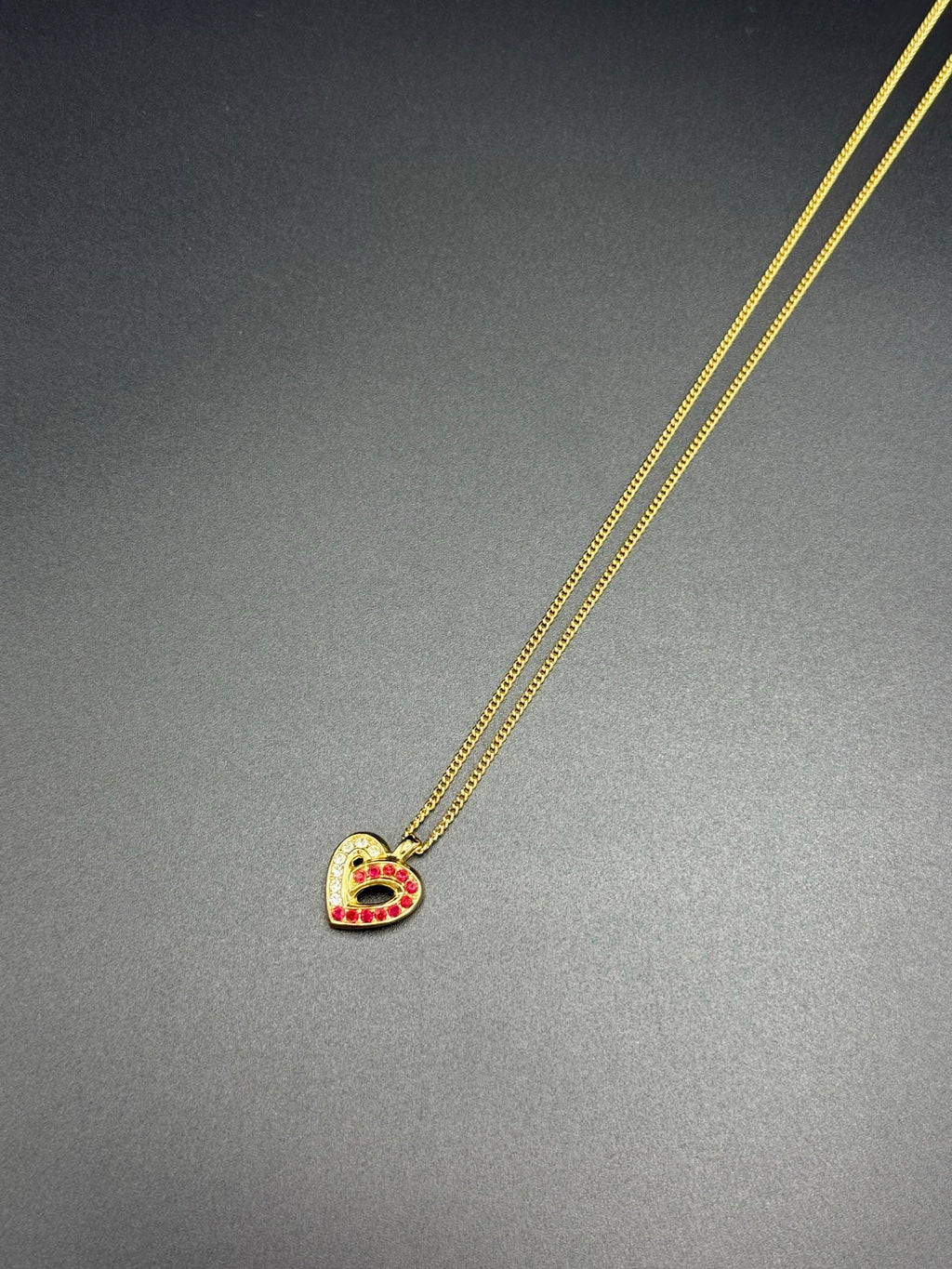 DIOR Vintage Rhinestone Heart Shape Necklace