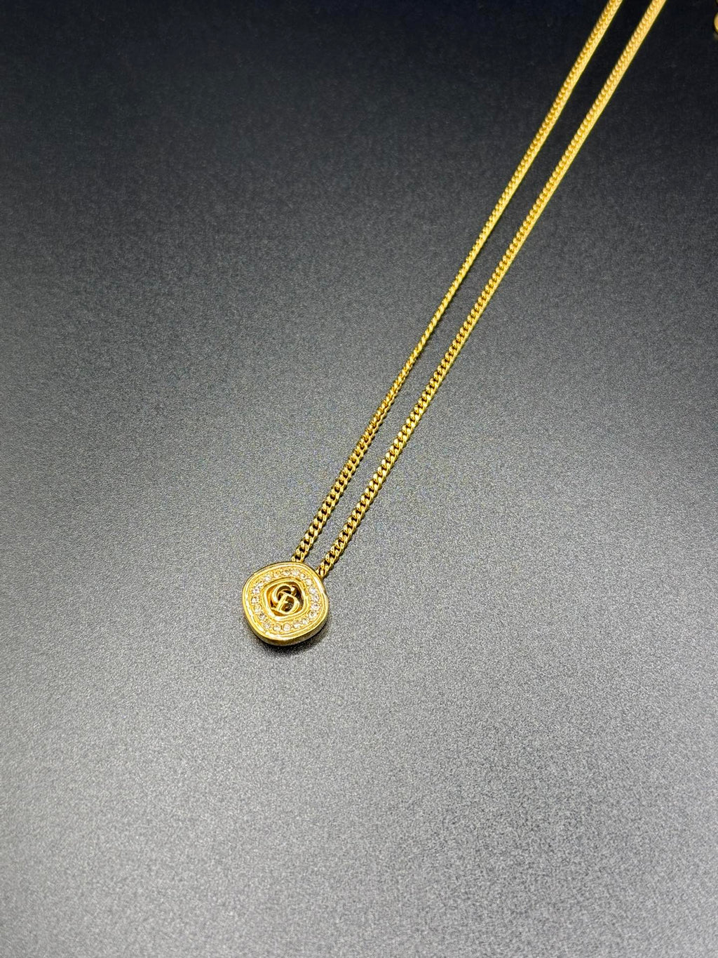 Dior Vintage Necklace Rhinestone Logo