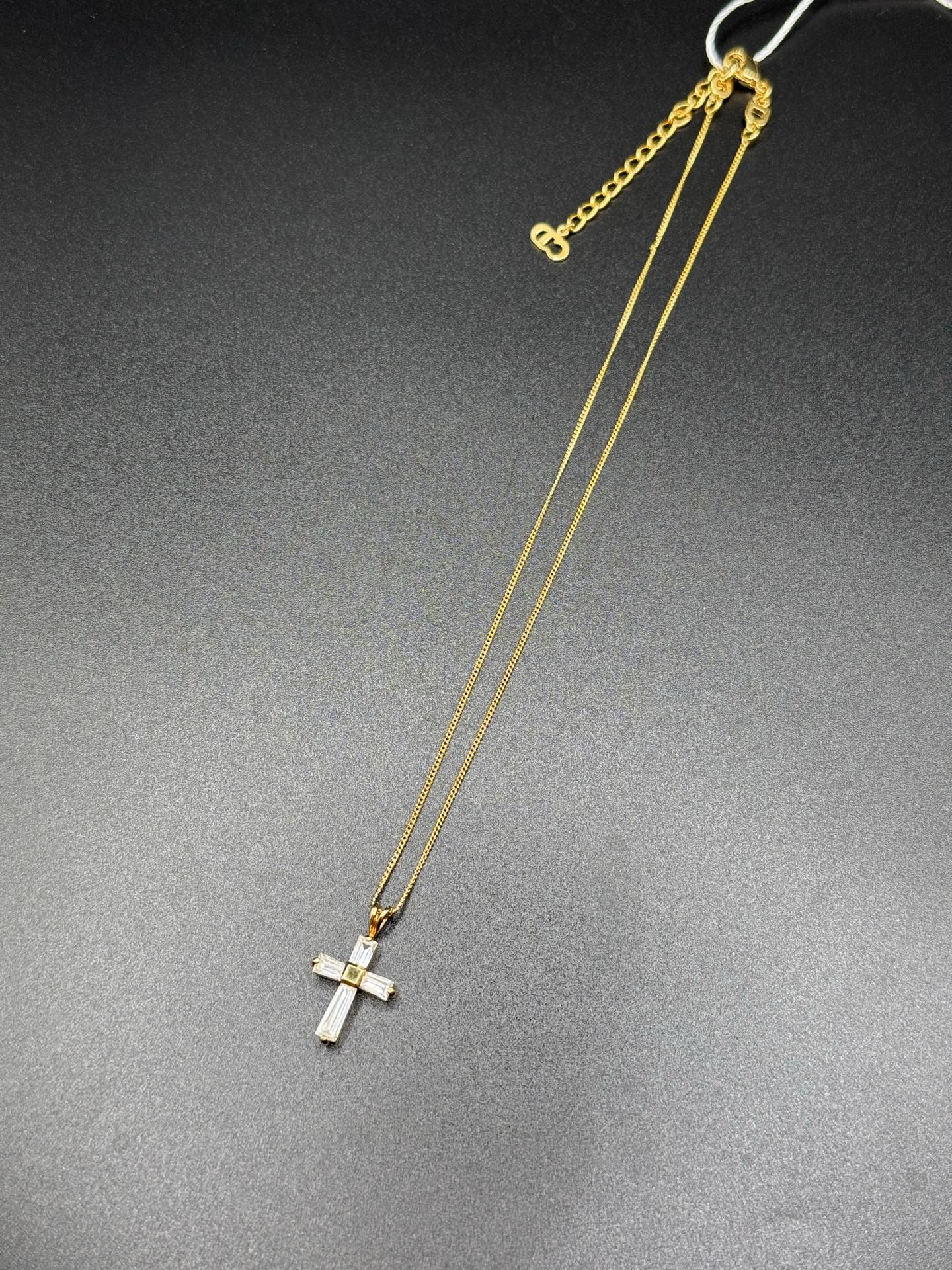 DIOR Vintage Rhinestone Cross Necklace Rare