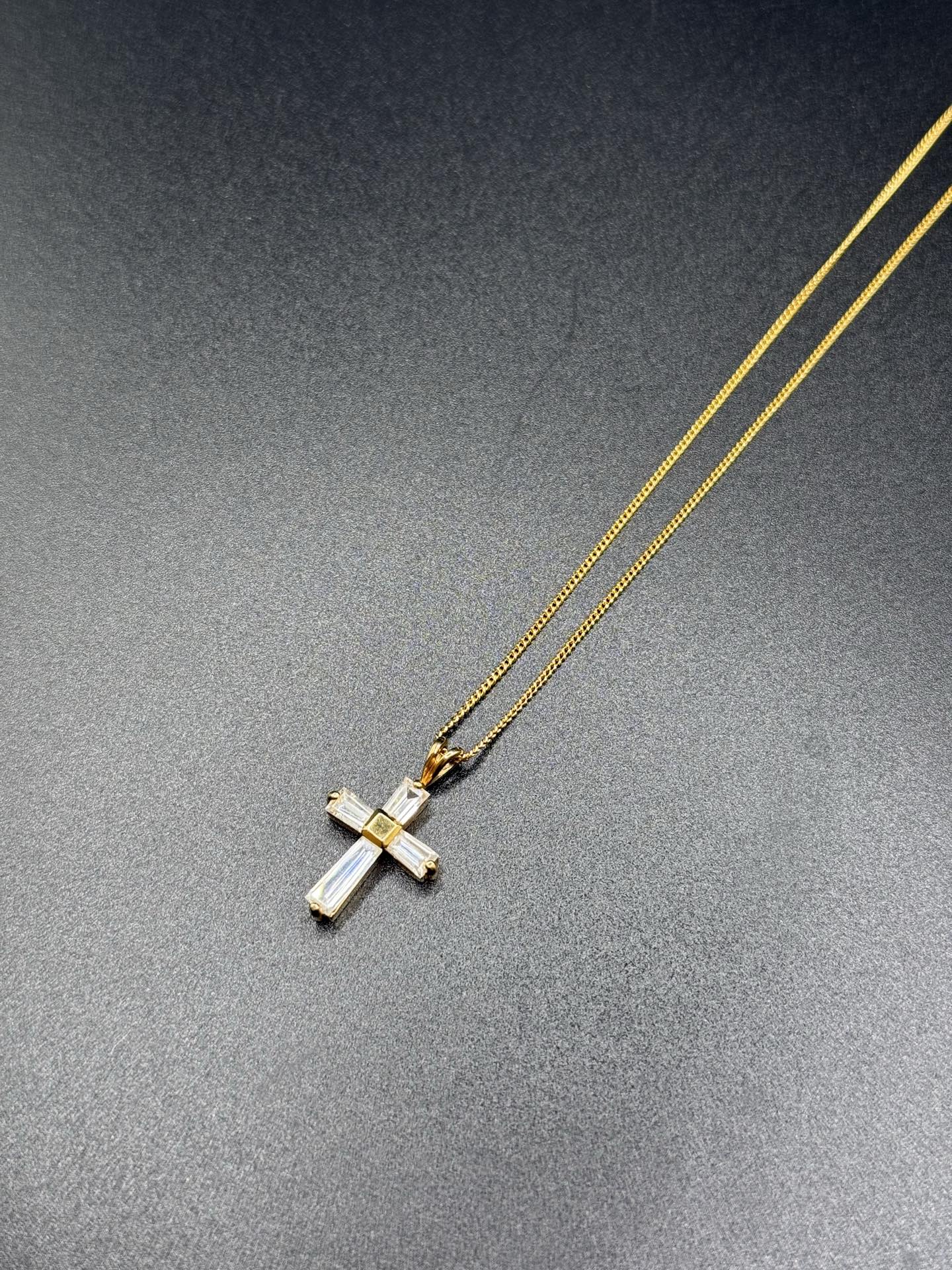 DIOR Vintage Rhinestone Cross Necklace Rare