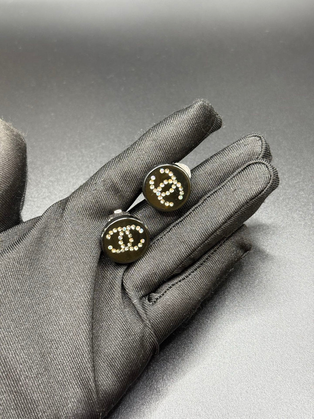 CHANEL Double-C Rhinestone Clip On Earring