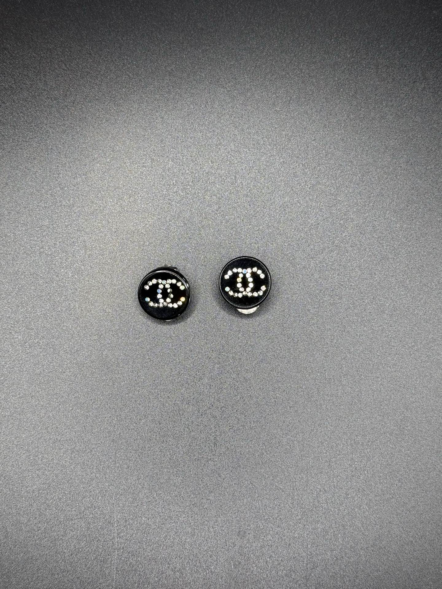 CHANEL Double-C Rhinestone Clip On Earring