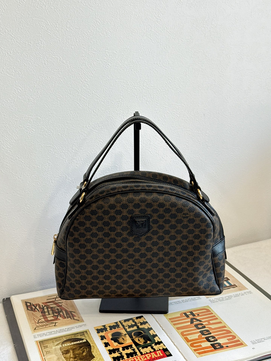 CELINE Macadam Half-moon Handbag