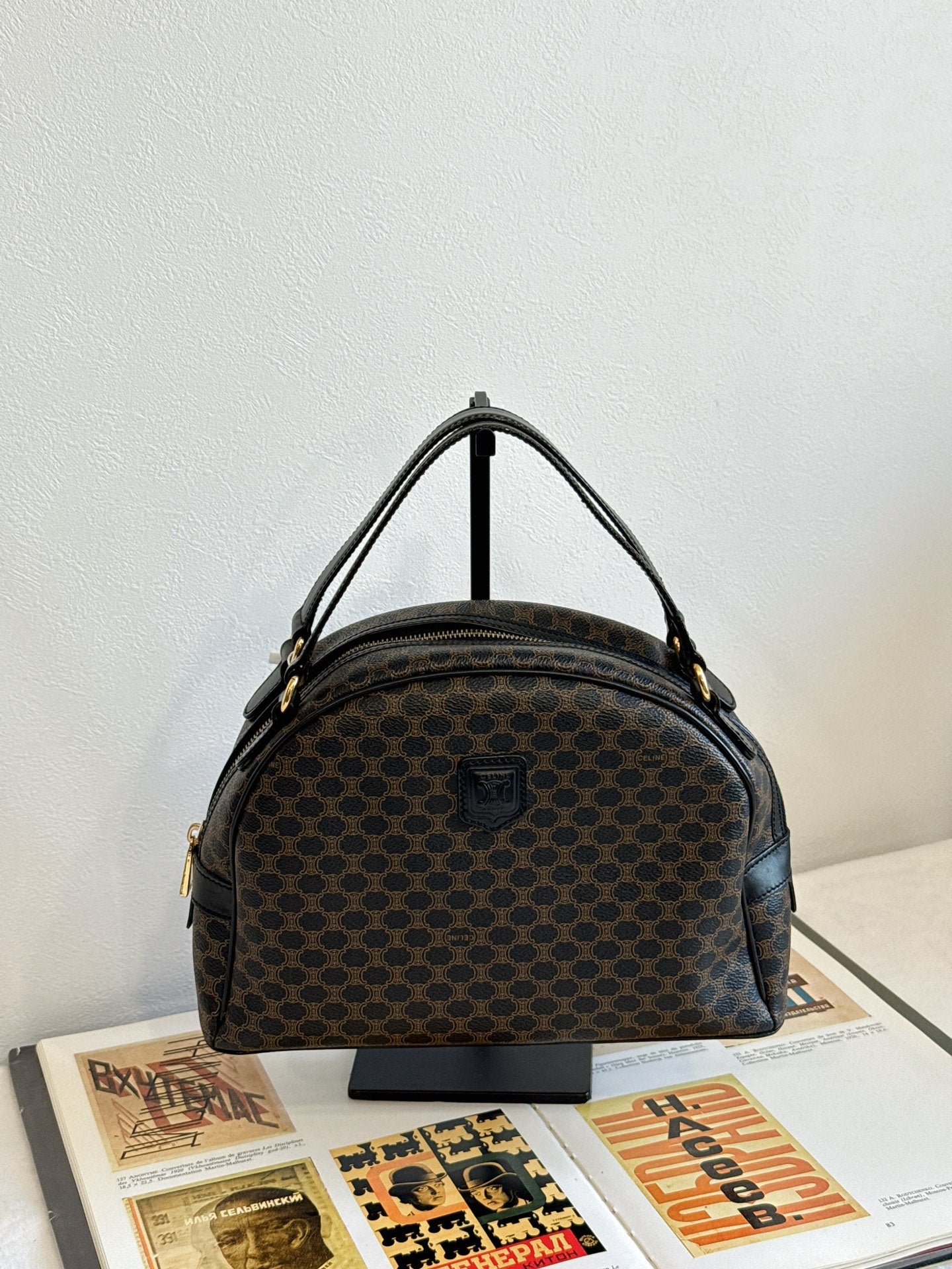 CELINE Macadam Half-moon Handbag