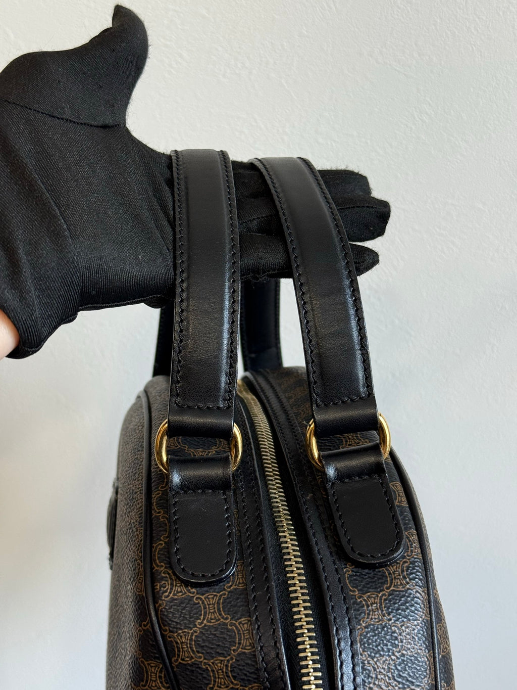 CELINE Macadam Half-moon Handbag