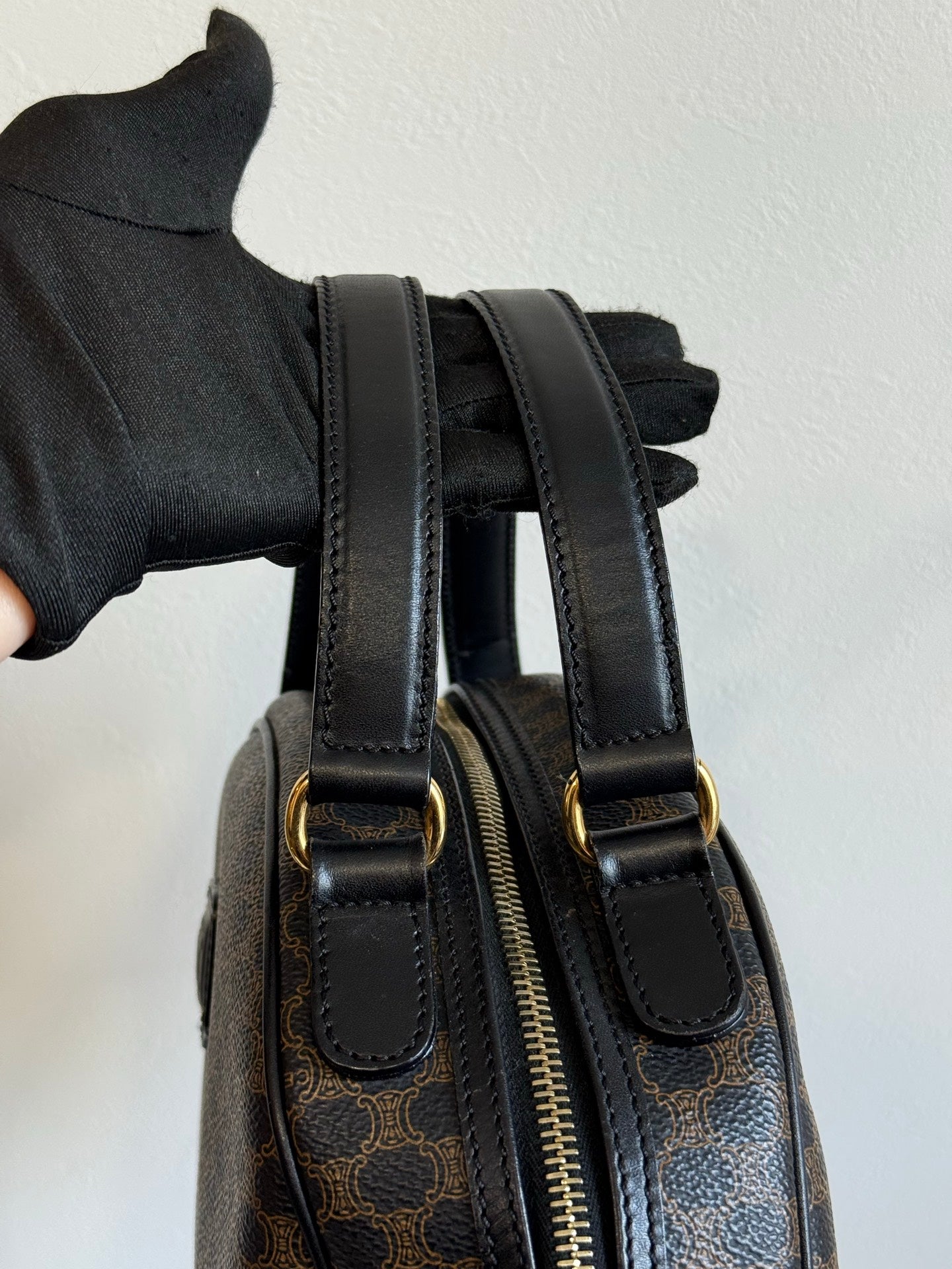 CELINE Macadam Half-moon Handbag