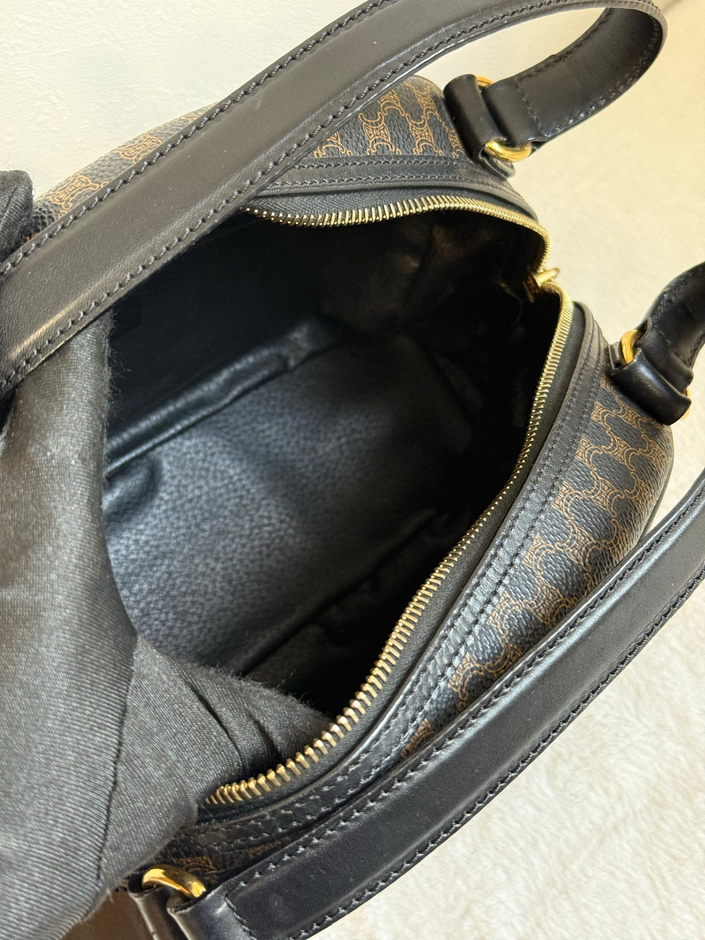 CELINE Macadam Half-moon Handbag
