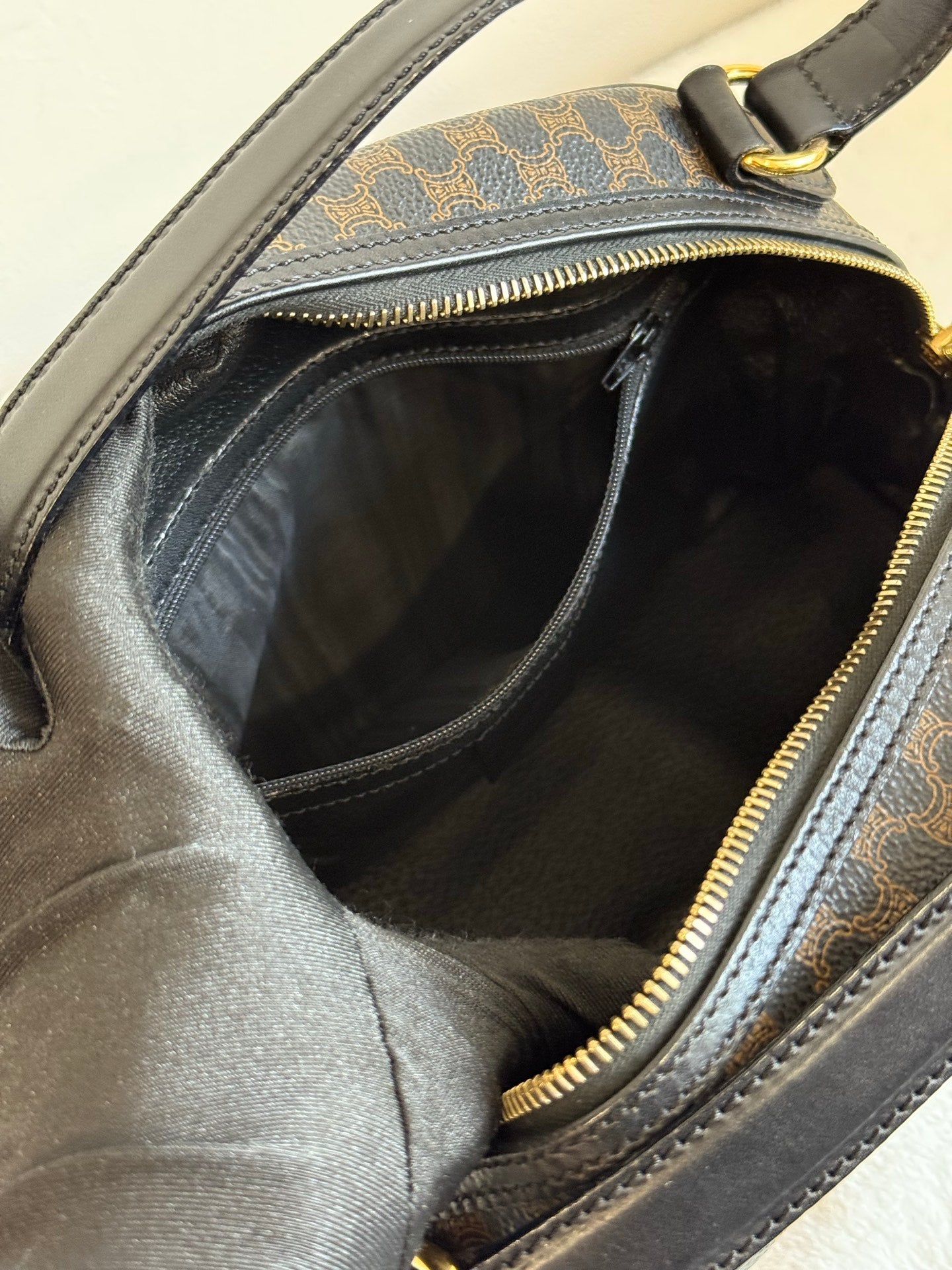 CELINE Macadam Half-moon Handbag