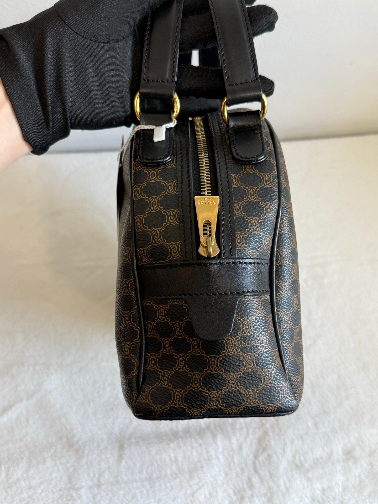 CELINE Macadam Half-moon Handbag