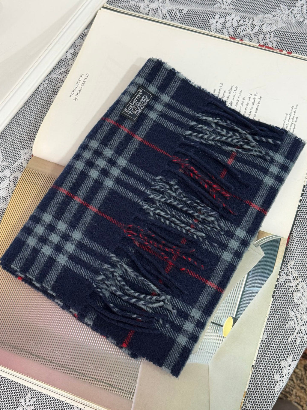 BURBERRY Check Wool Scarf