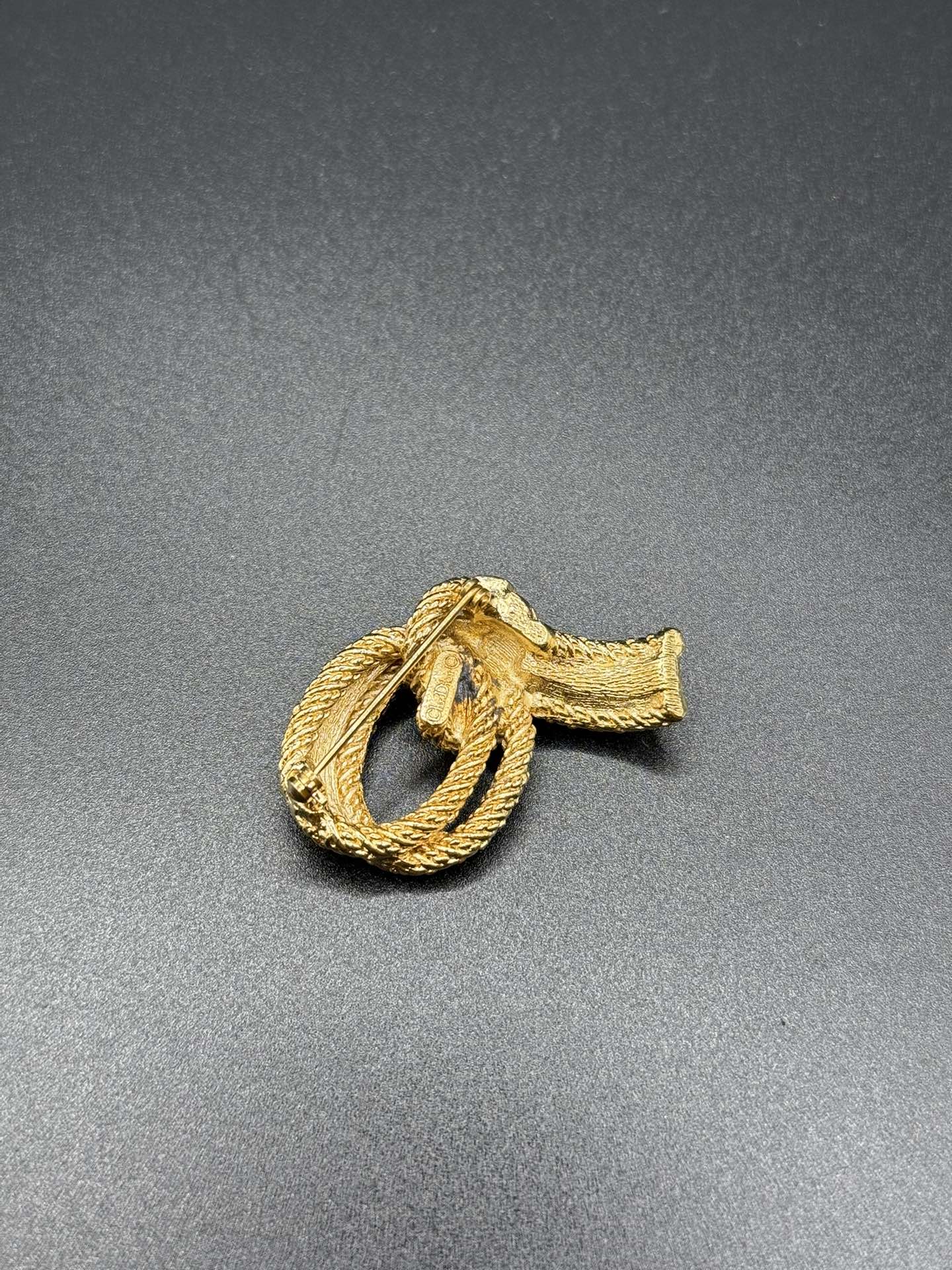 DIOR Rhinestone Rope-Knot Link Brooch