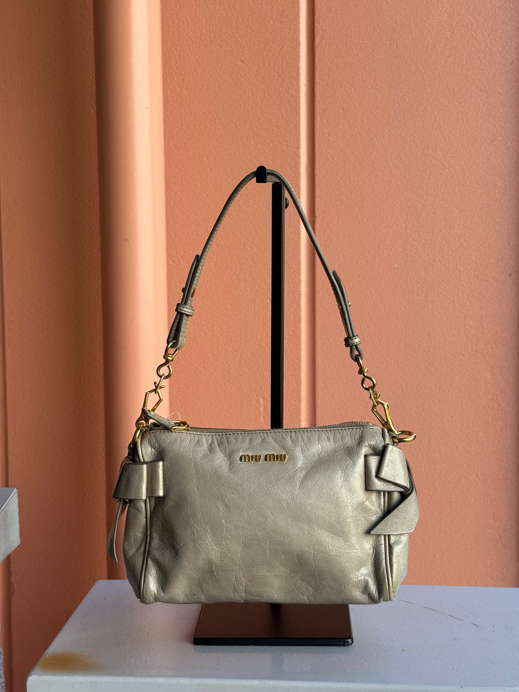 MIUMIU Leather Bow Shoulder Bag