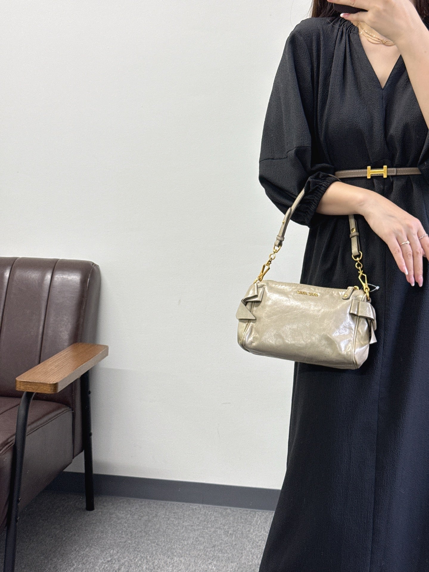 MIUMIU Leather Bow Shoulder Bag