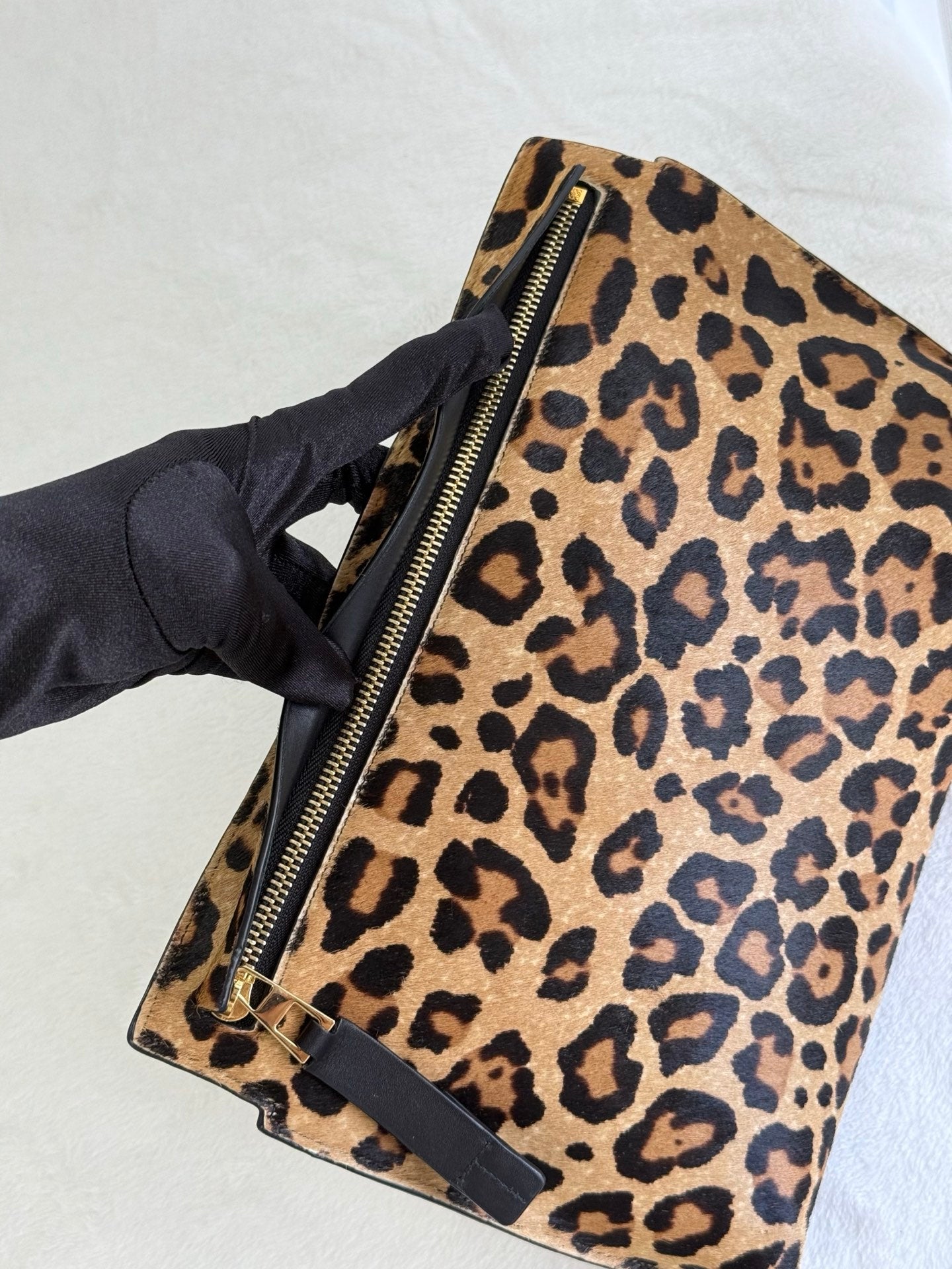 LOEWE Pony-hair leopard print clutch