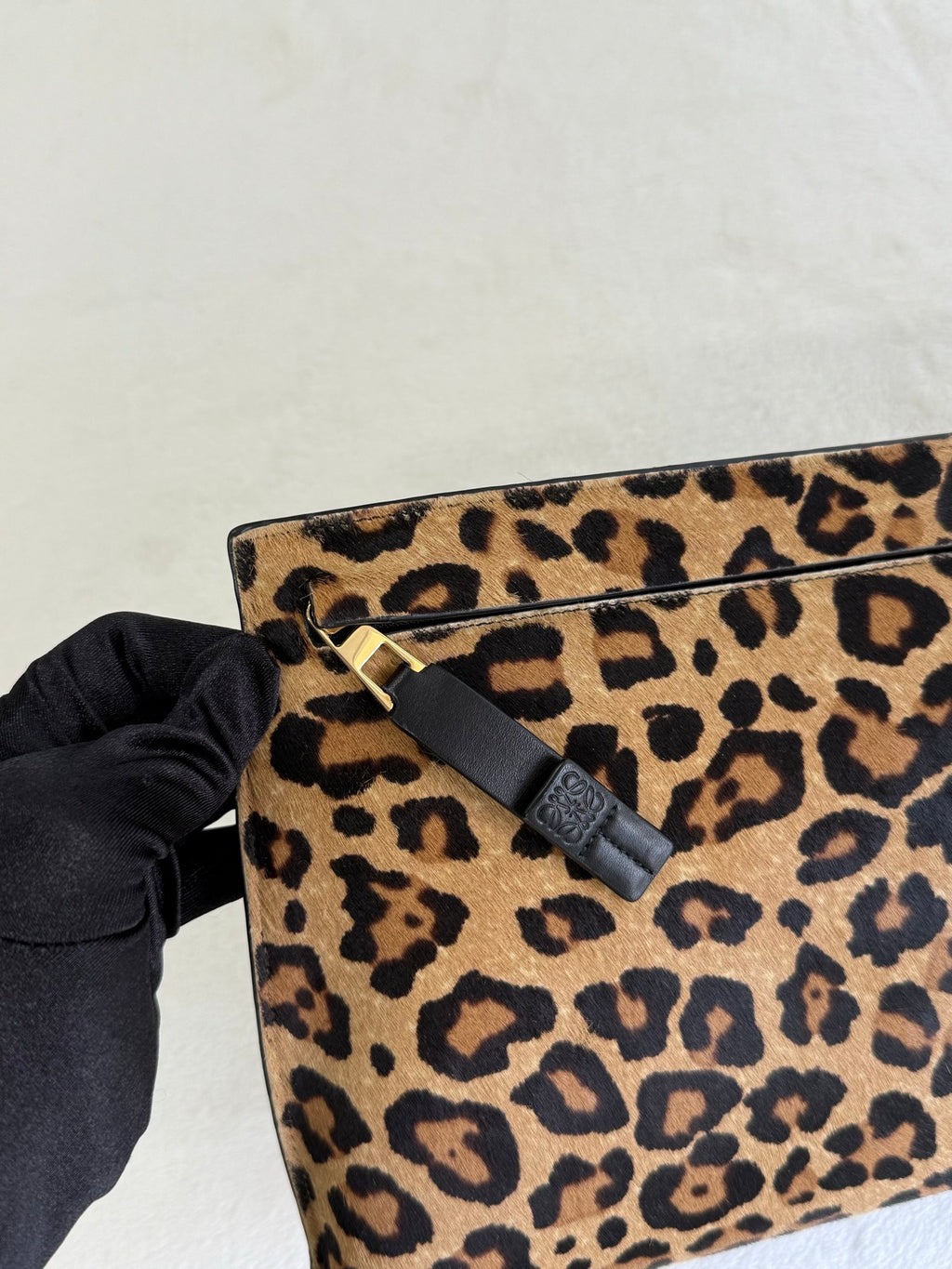 LOEWE Pony-hair leopard print clutch