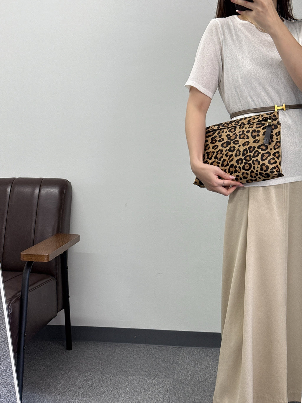 LOEWE Pony-hair leopard print clutch