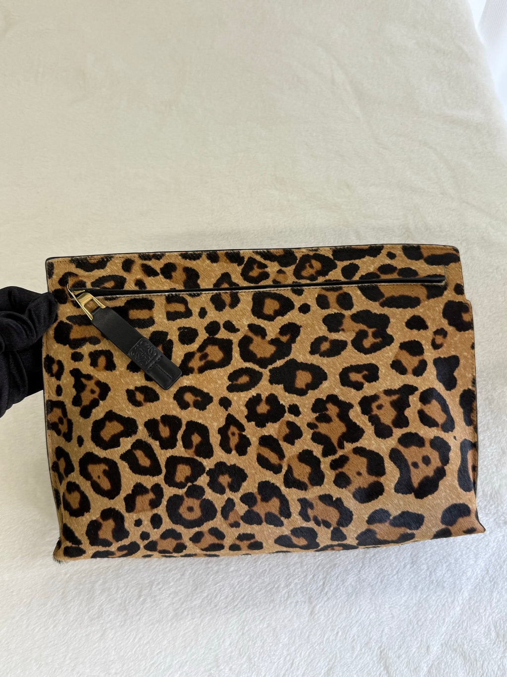 LOEWE Pony-hair leopard print clutch