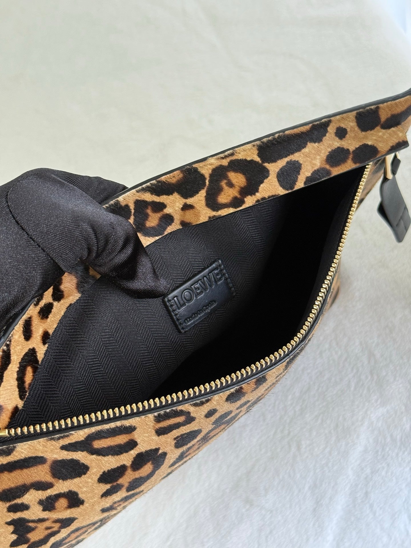 LOEWE Pony-hair leopard print clutch