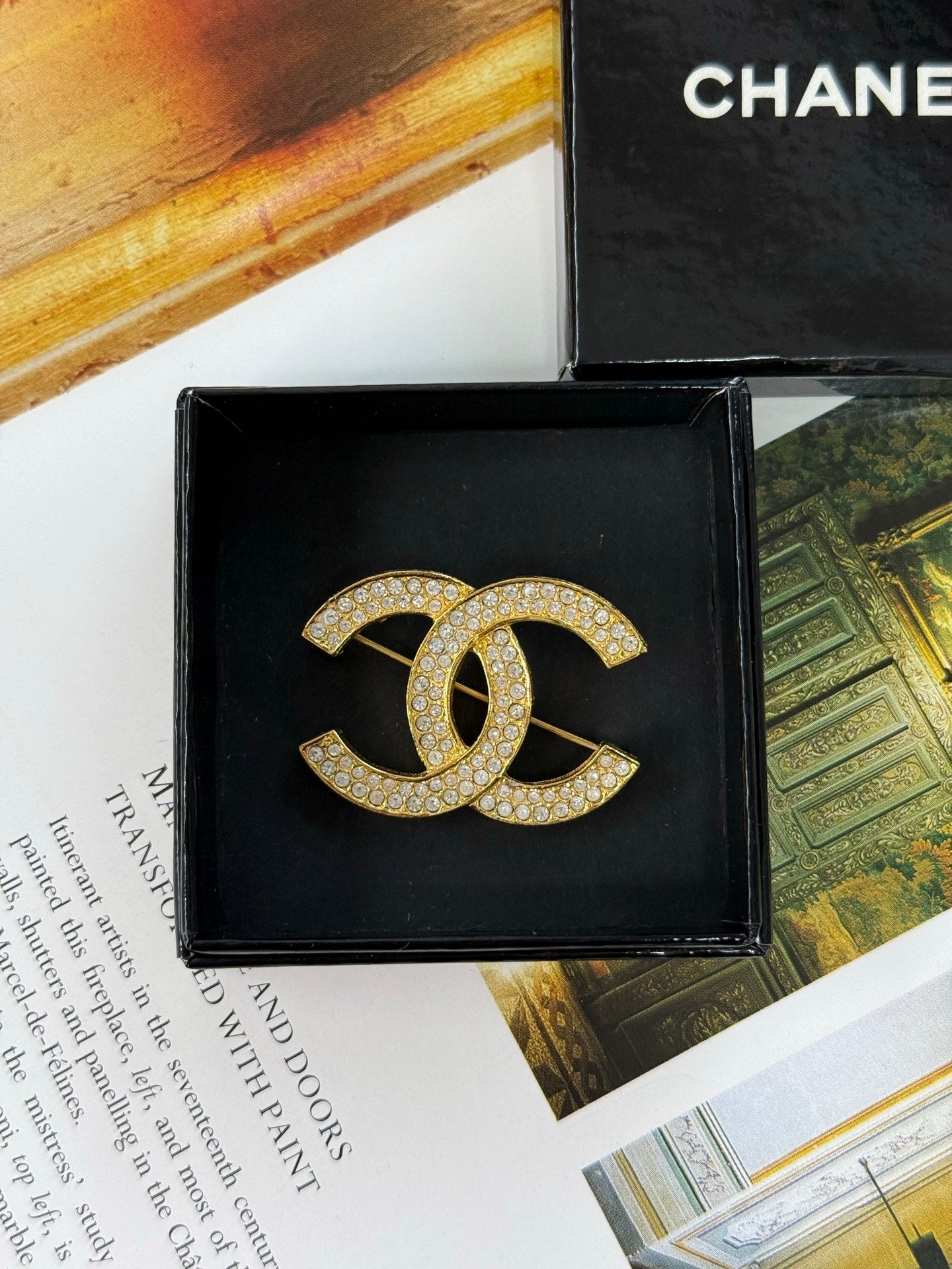 CHANEL Double-C Rhinestone Brooch