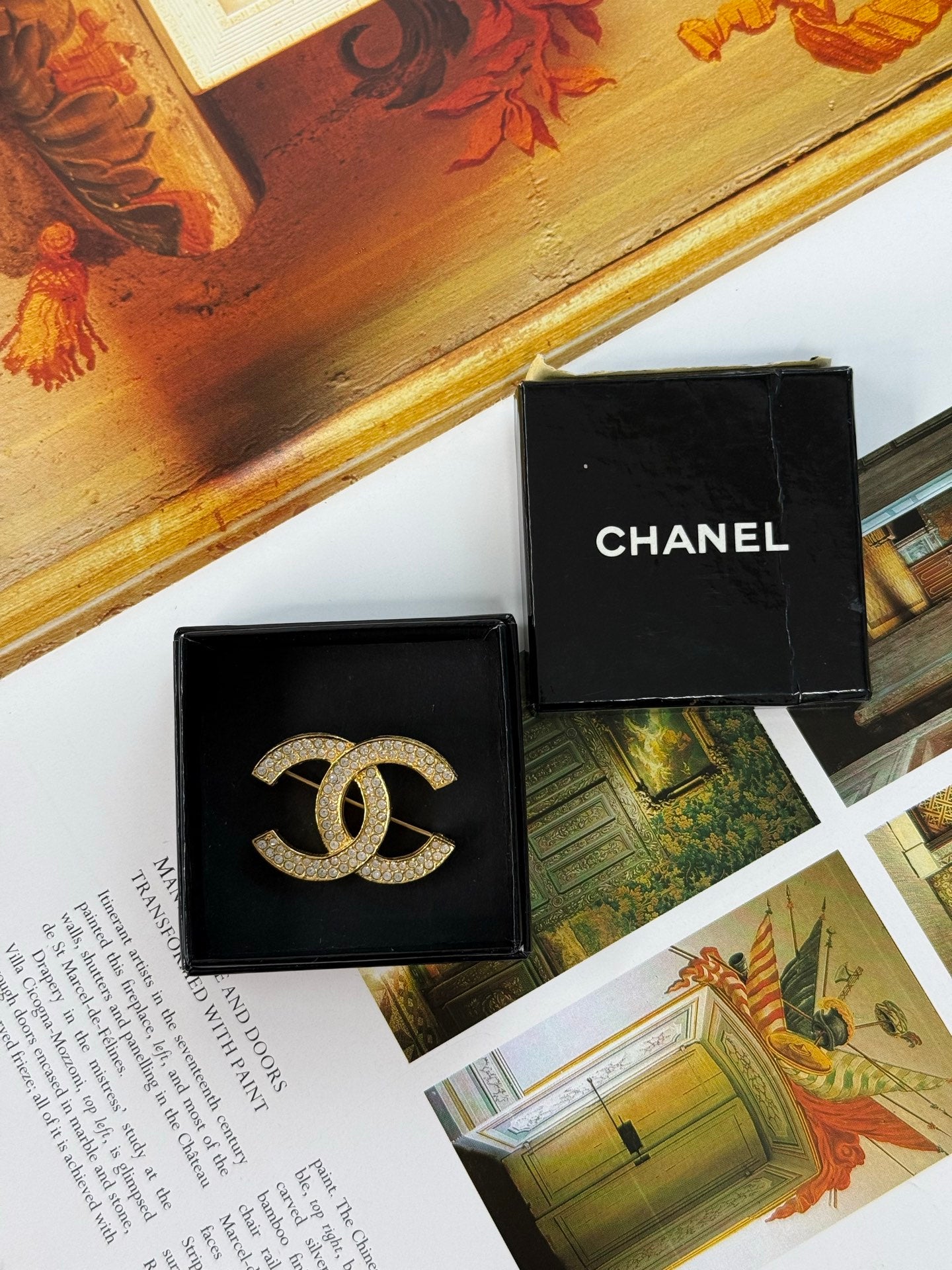 CHANEL Double-C Rhinestone Brooch