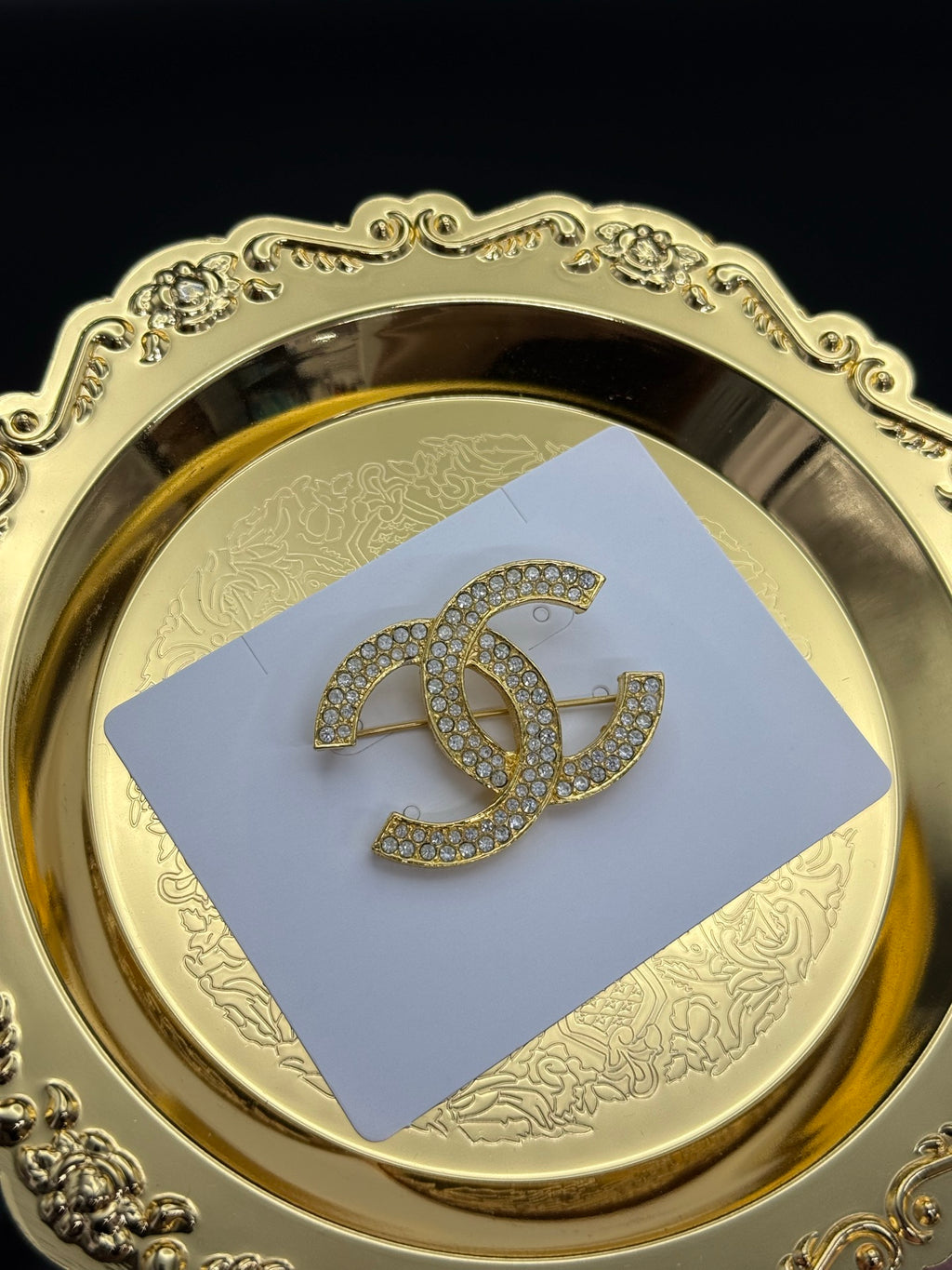 CHANEL Double-C Rhinestone Brooch