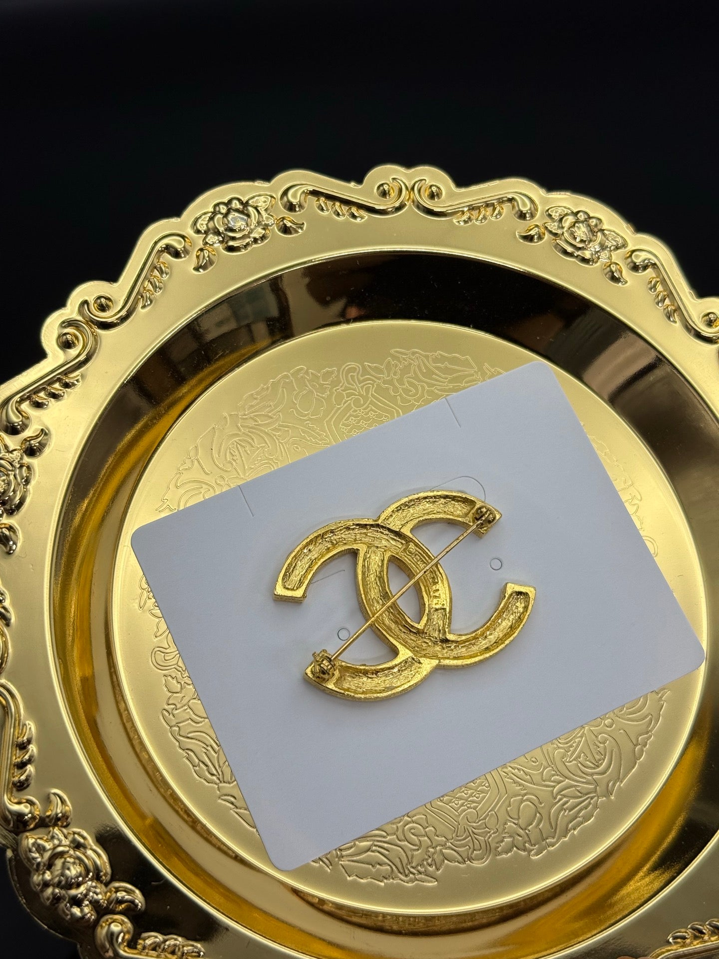 CHANEL Double-C Rhinestone Brooch