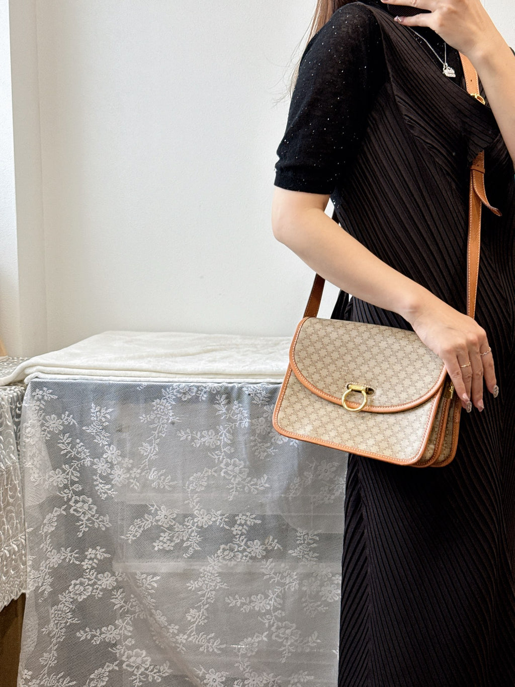 CELINE Macadam Flap Shoulder Bag