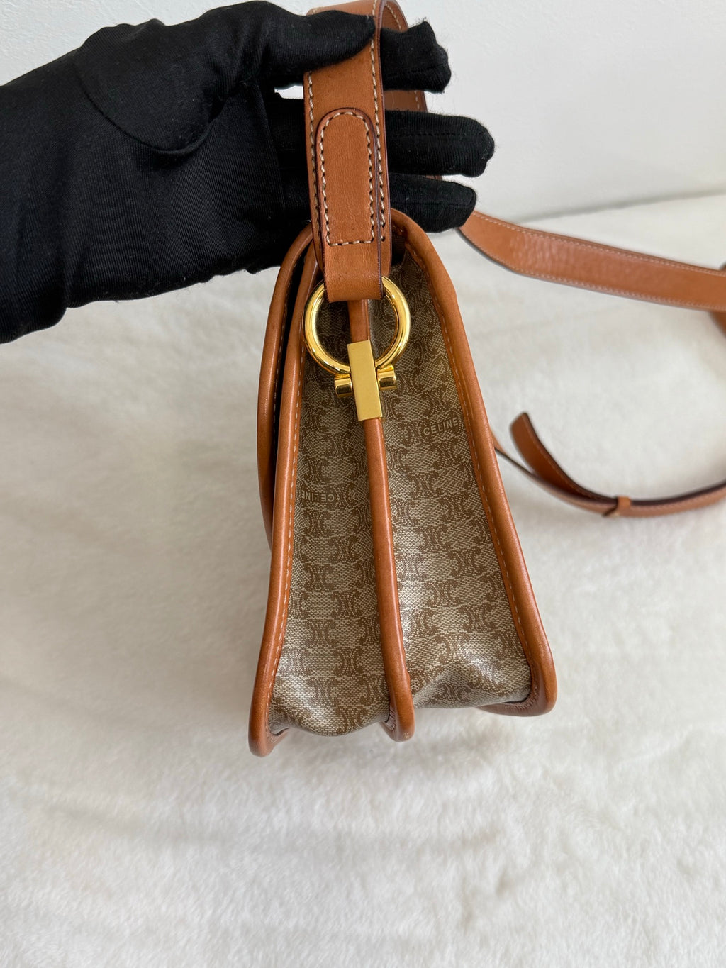 CELINE Macadam Flap Shoulder Bag