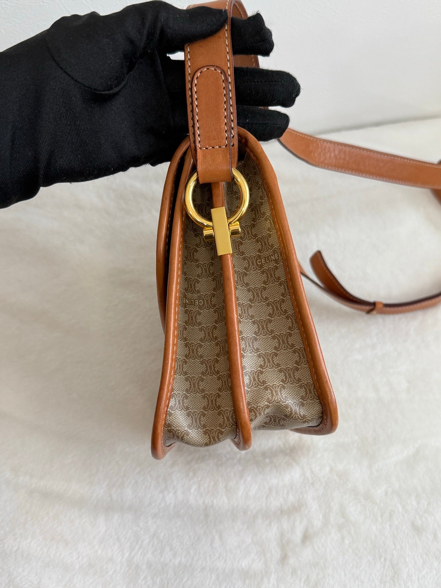 CELINE Macadam Flap Shoulder Bag