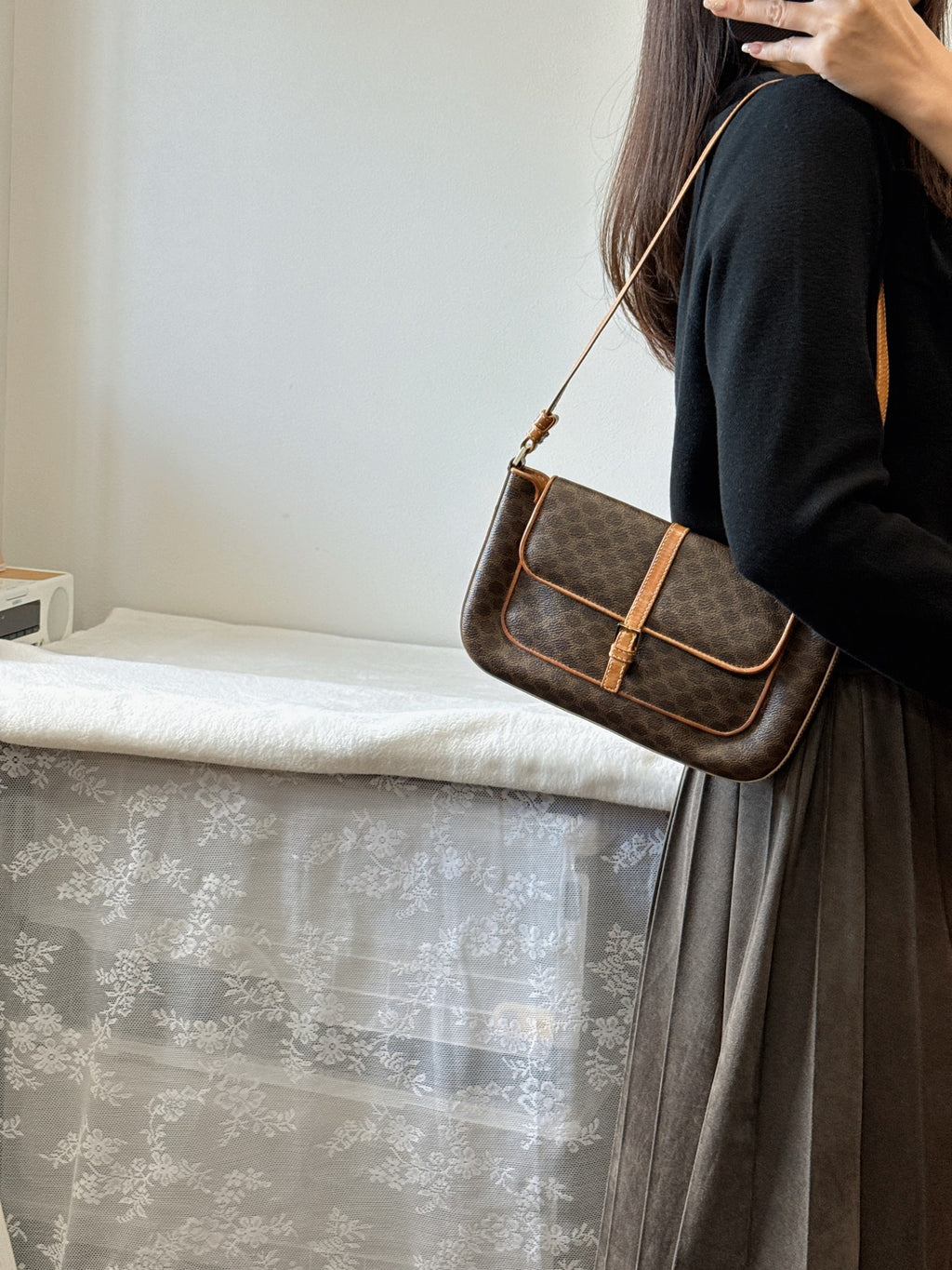CELINE Macadam Flap Shoulder Bag