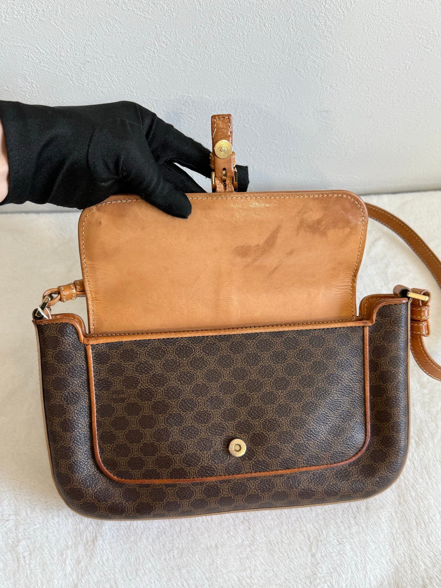 CELINE Macadam Flap Shoulder Bag