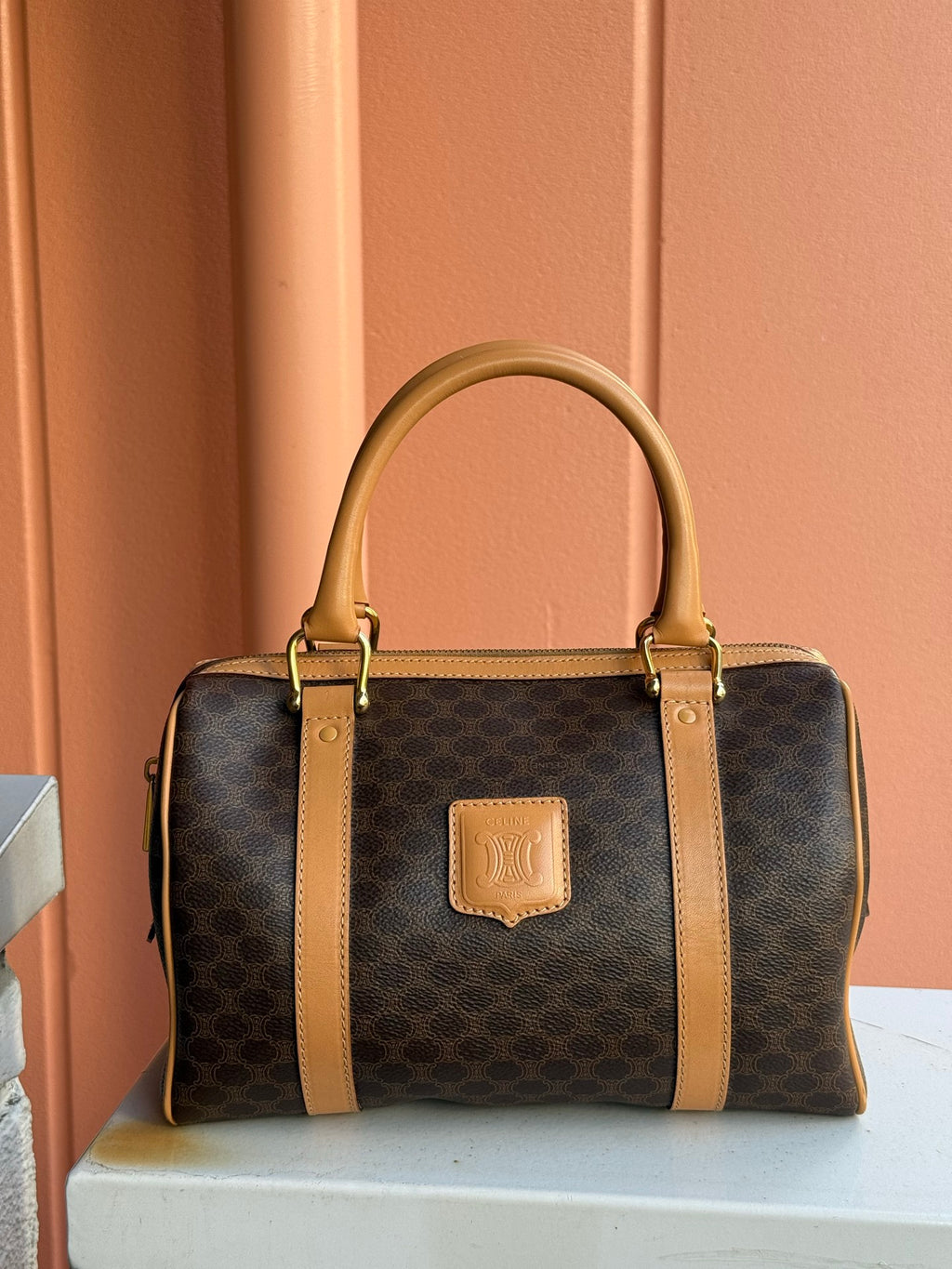 CELINE Macadam Boston Handbag