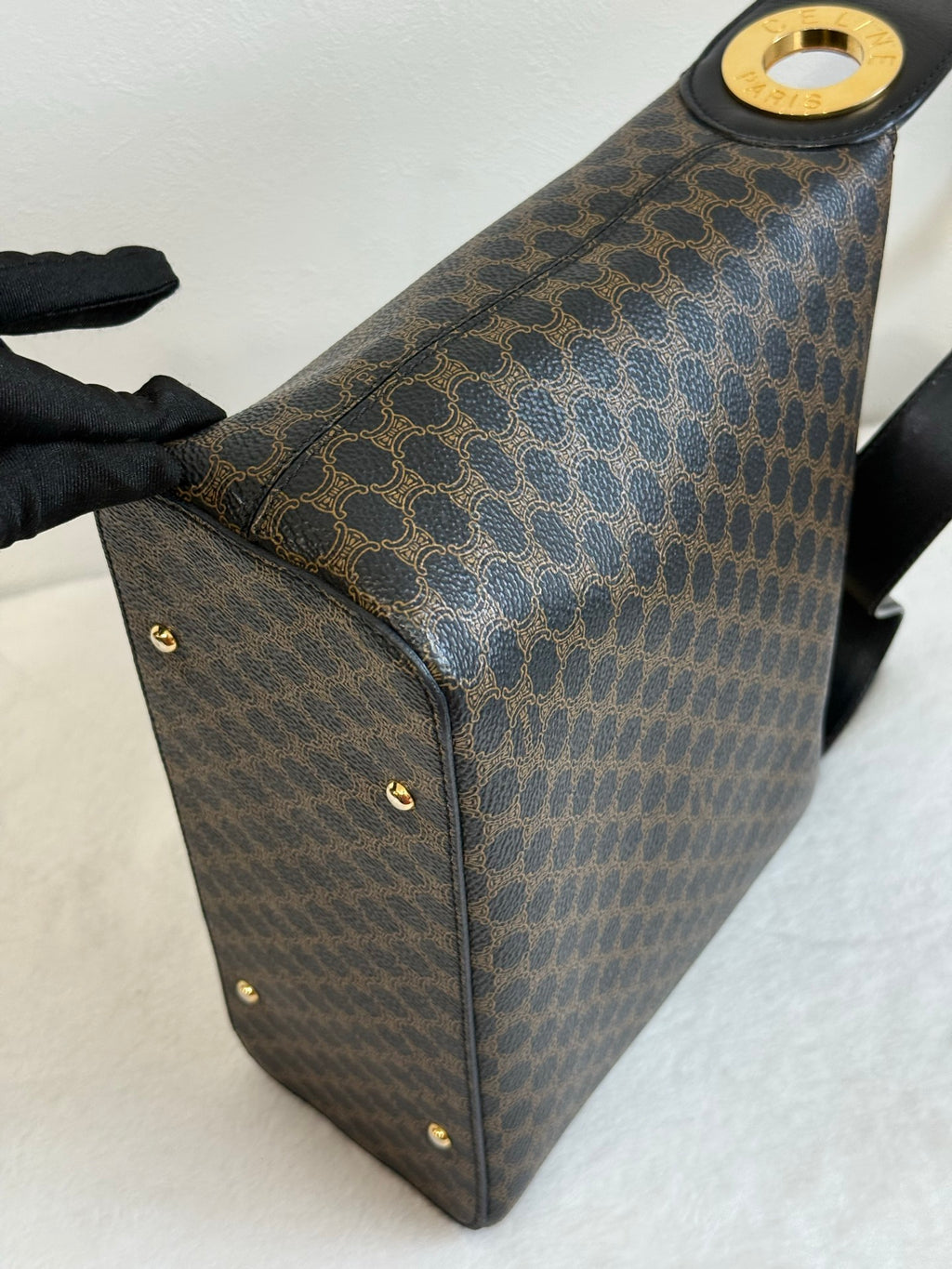 CELINE Black Macadam  Shoulder Bag