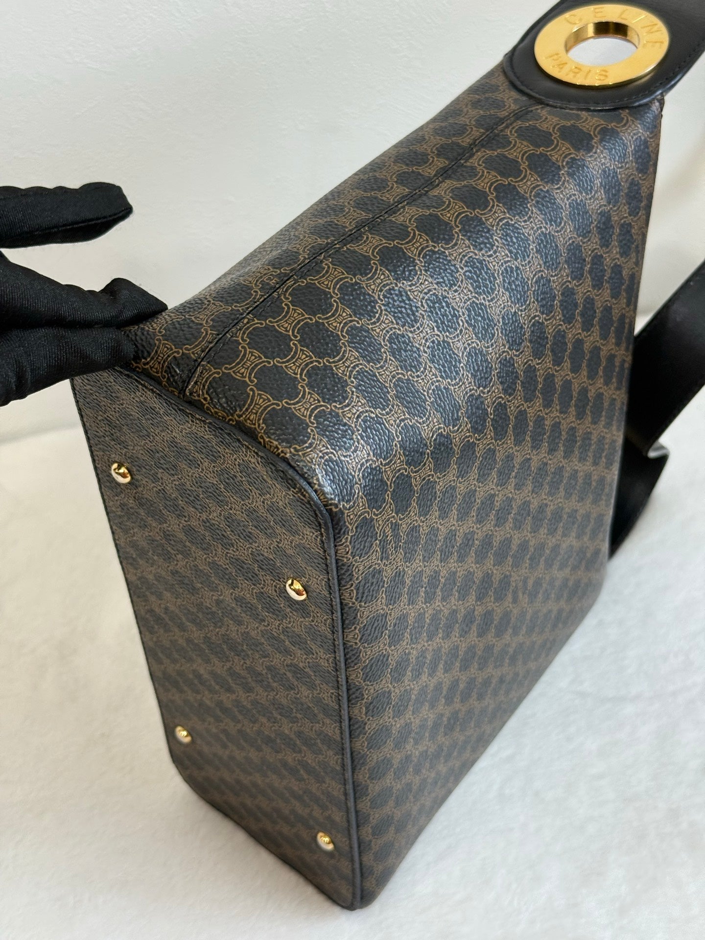 CELINE Black Macadam  Shoulder Bag