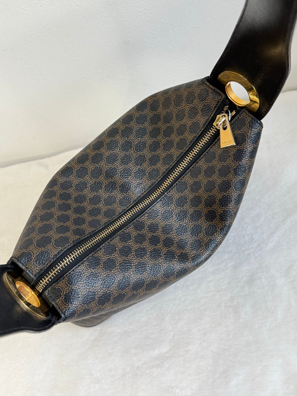 CELINE Black Macadam  Shoulder Bag