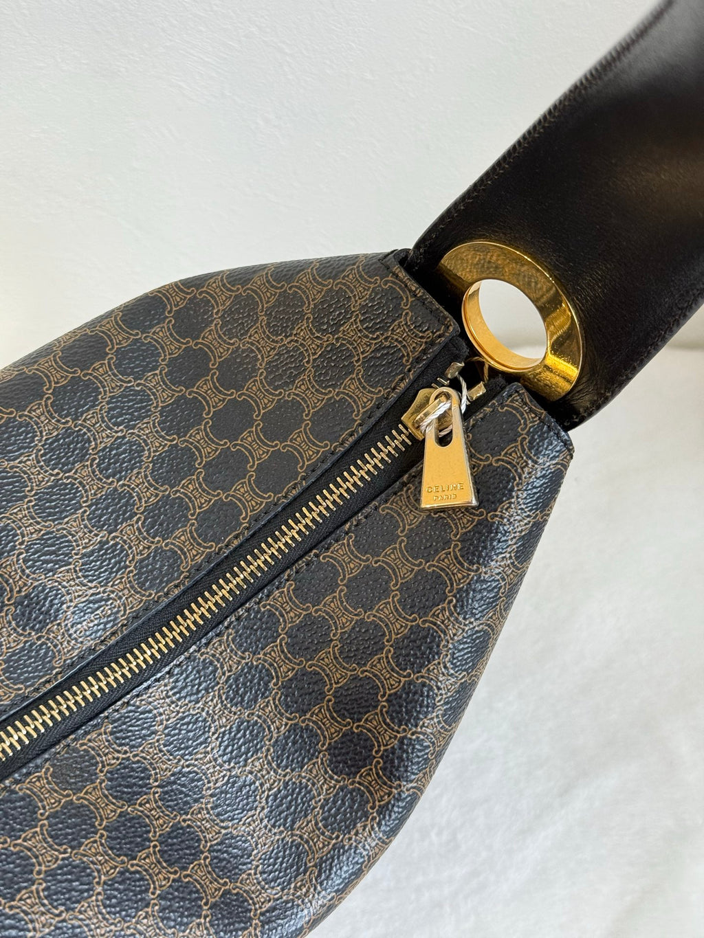 CELINE Black Macadam  Shoulder Bag