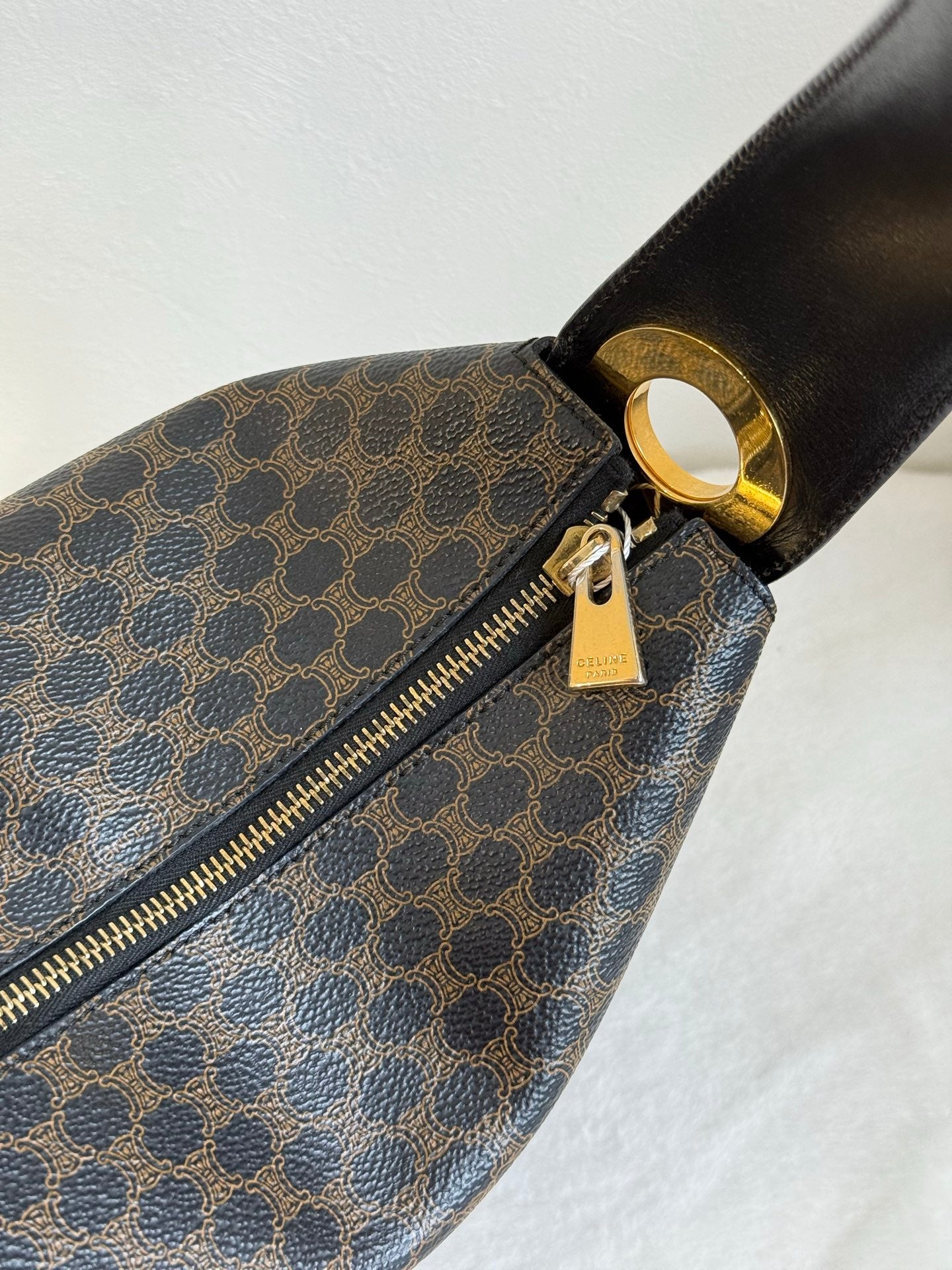 CELINE Black Macadam  Shoulder Bag
