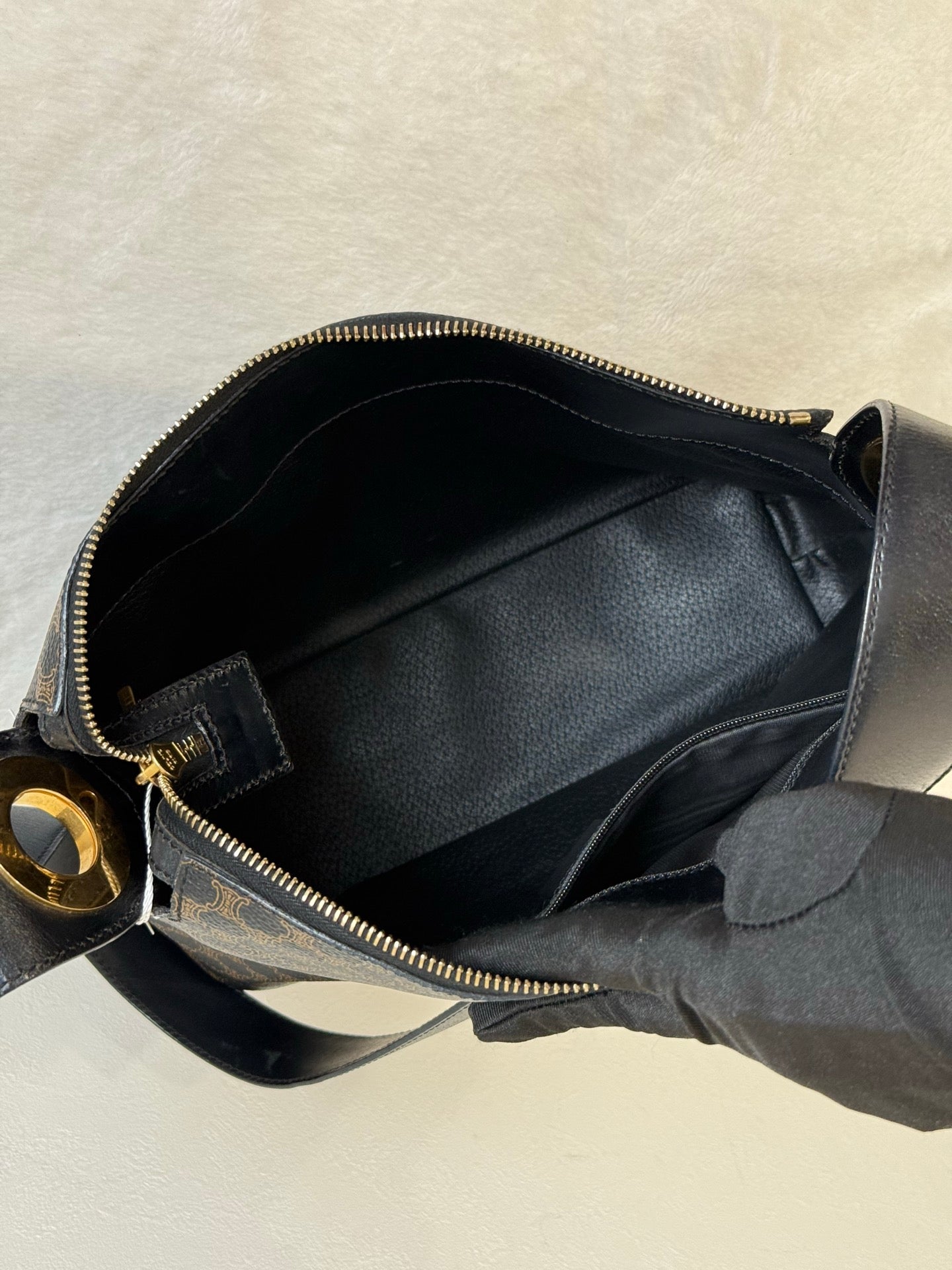 CELINE Black Macadam  Shoulder Bag