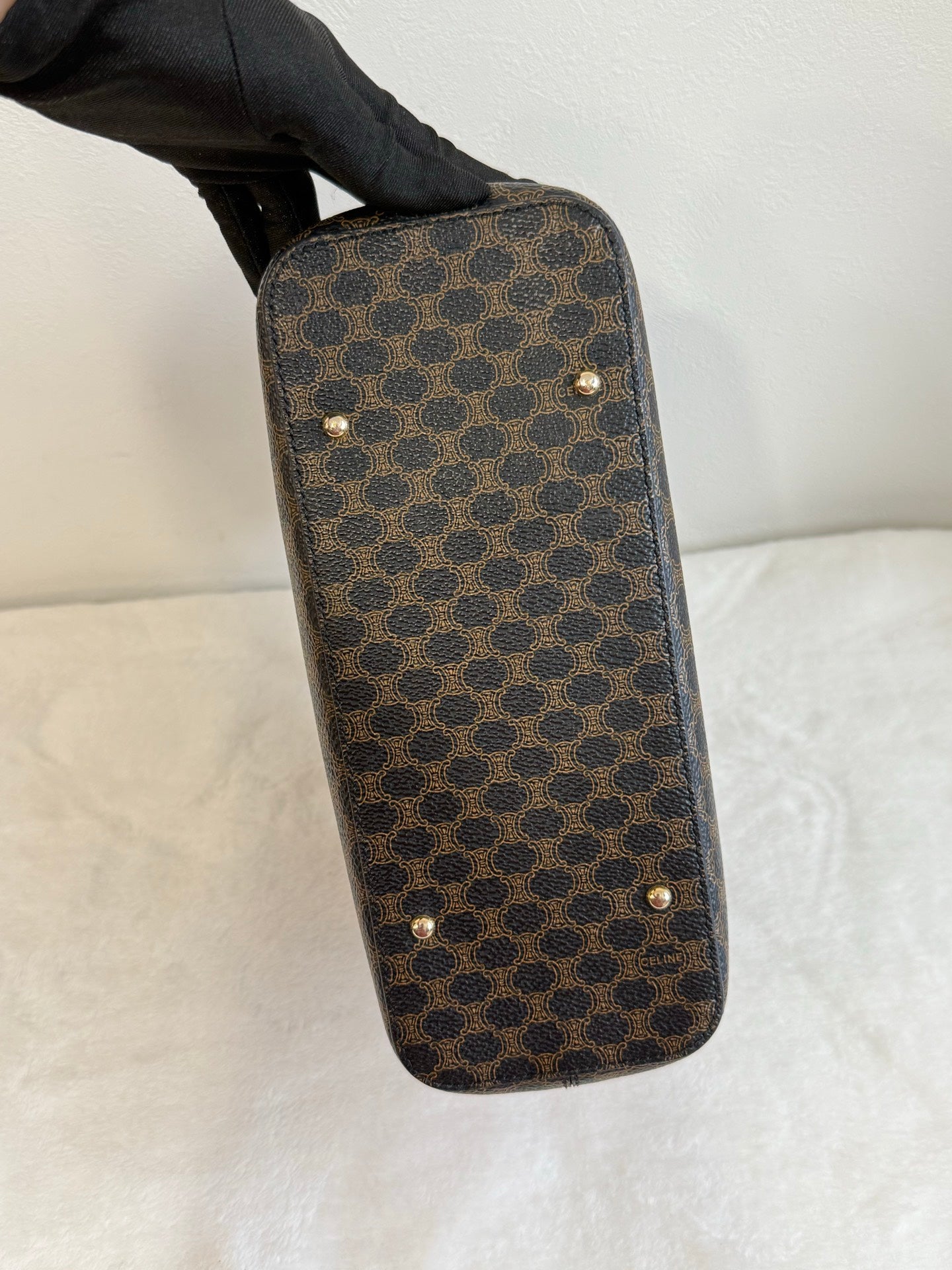 CELINE Black Macadam  Shoulder Bag