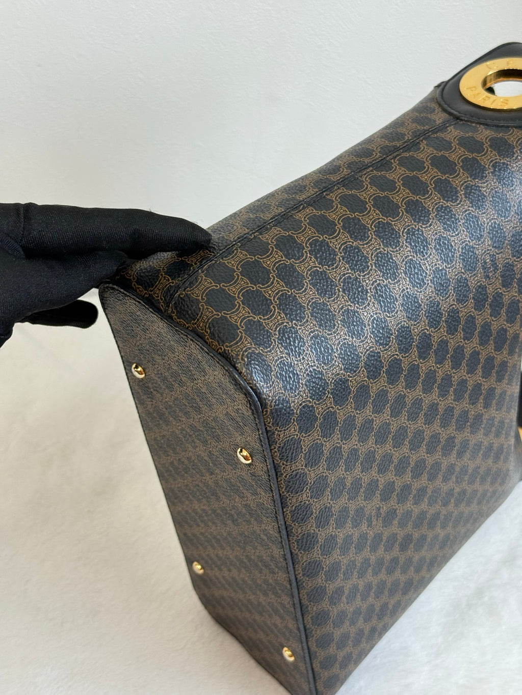 CELINE Black Macadam  Shoulder Bag